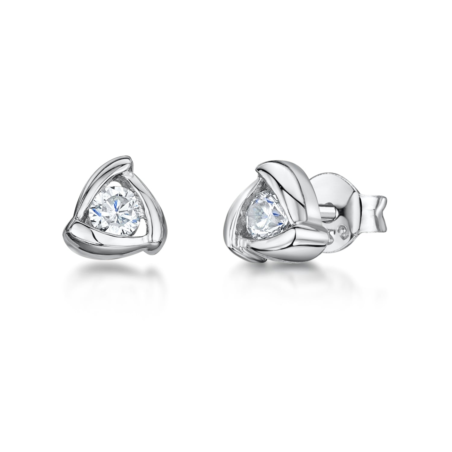 Sterling Silver Triangle Stud Earring Set With Cubic Zirconia