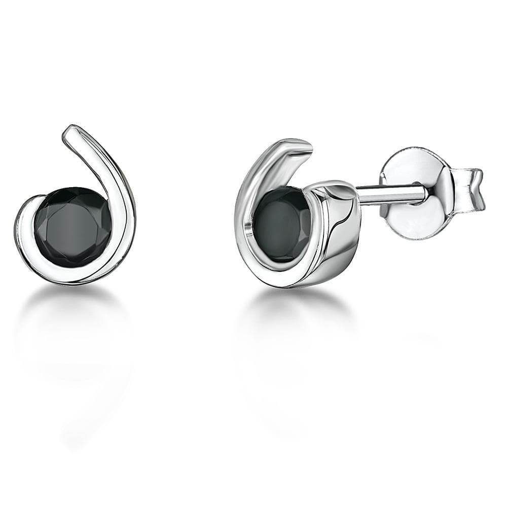 Sterling Silver Half Swirl Stud Earrings