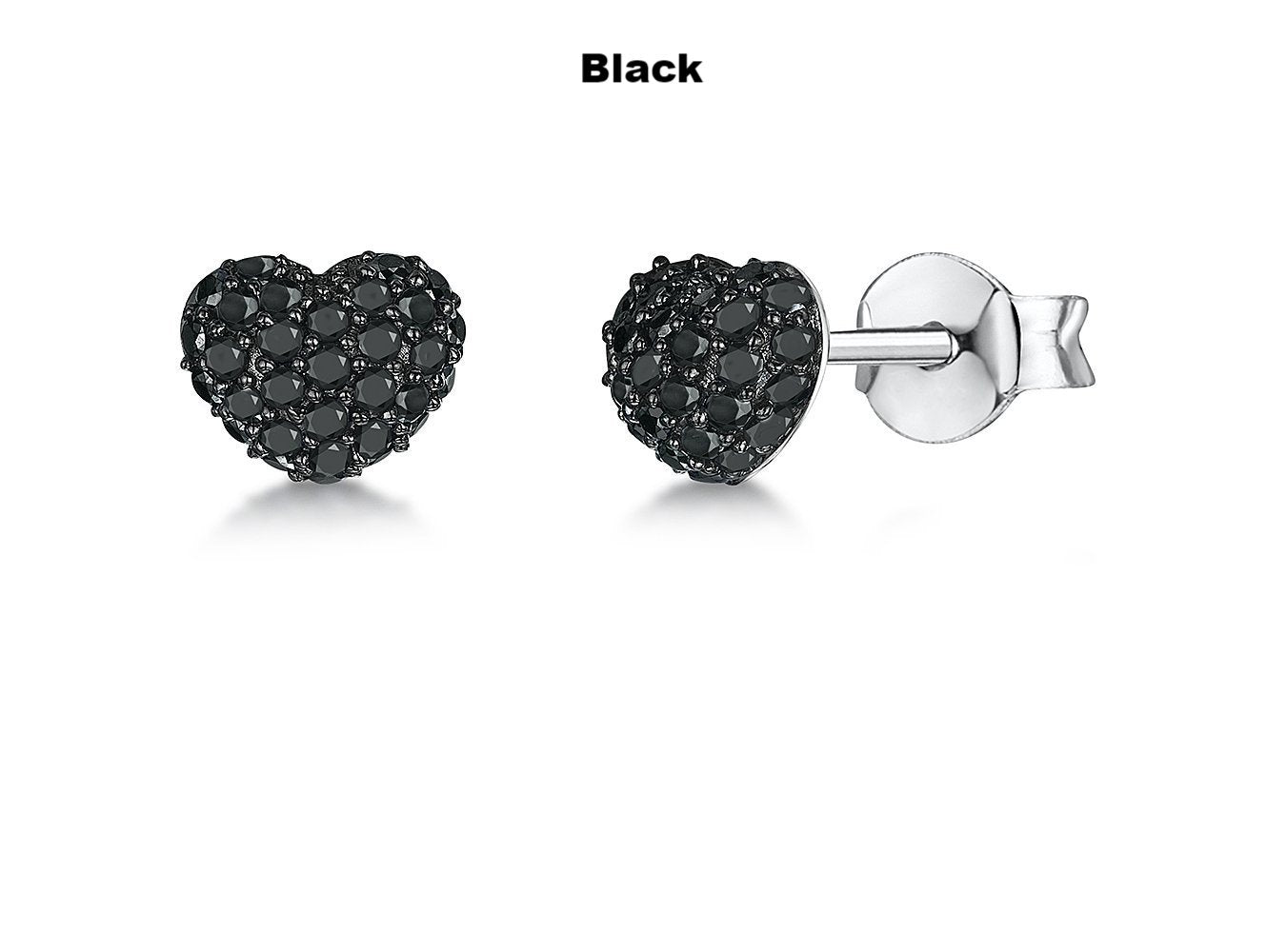 Sterling Silver Cubic Zirconia Pave Heart Stud Earrings