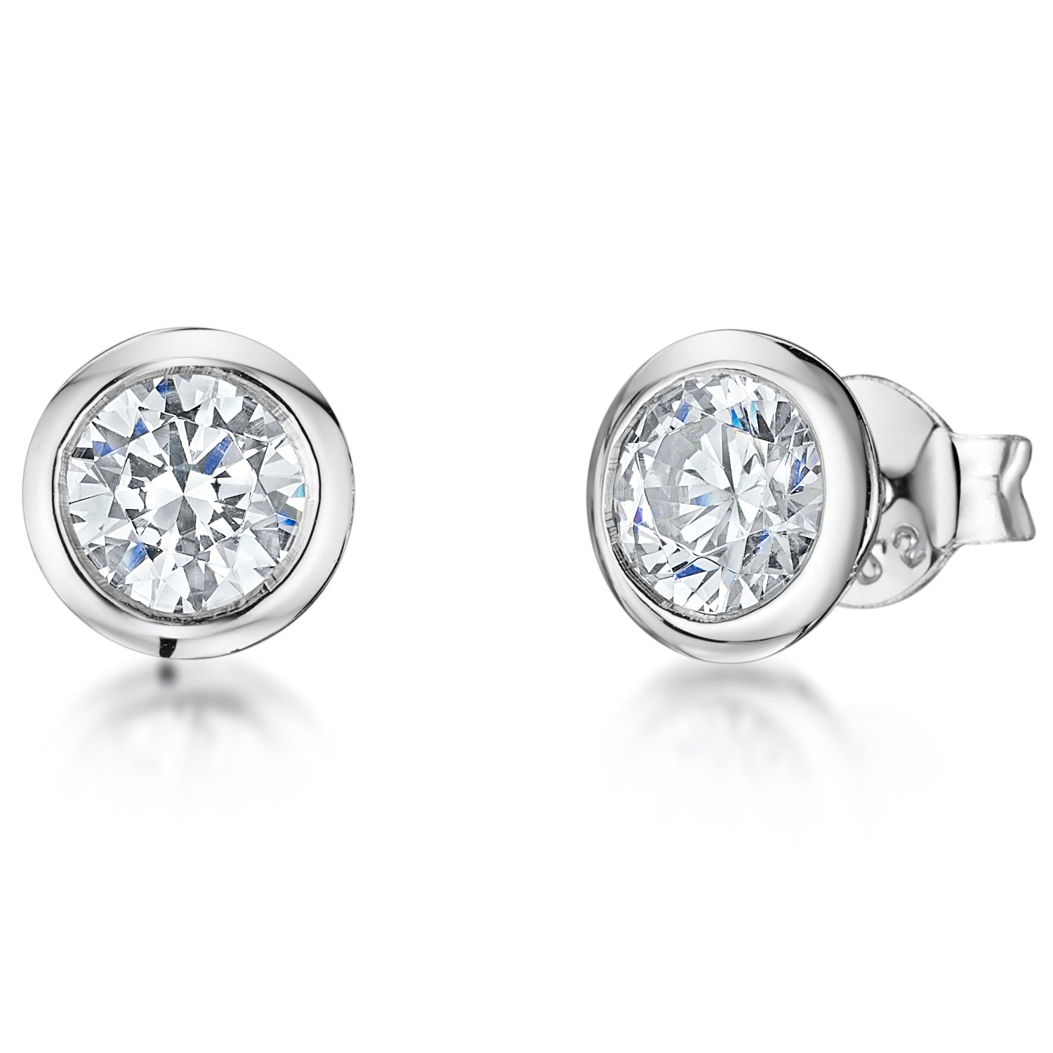 Sterling Silver 1 Carat Rubover Stud Earrings
