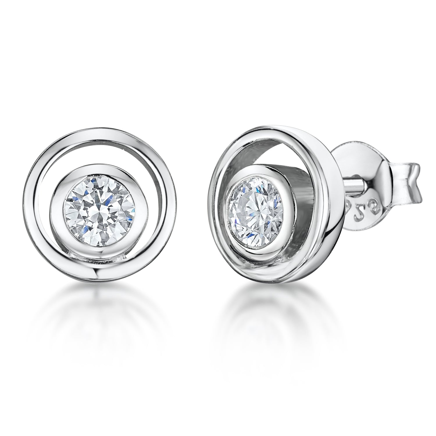 Sterling Silver Concentric Circle Stud Earrings