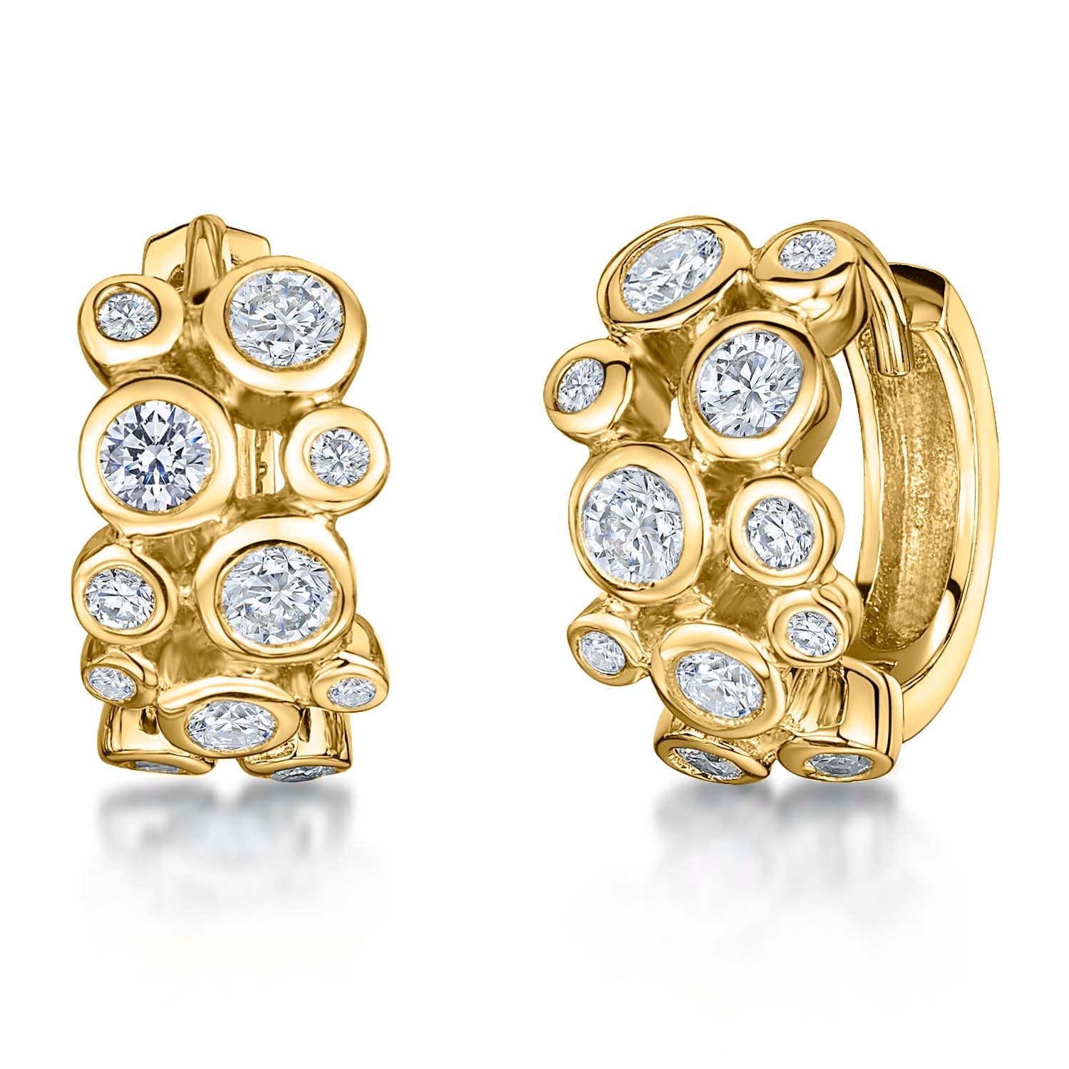 Gold Vermeil Eleven Stone Huggie Bubble Earrings