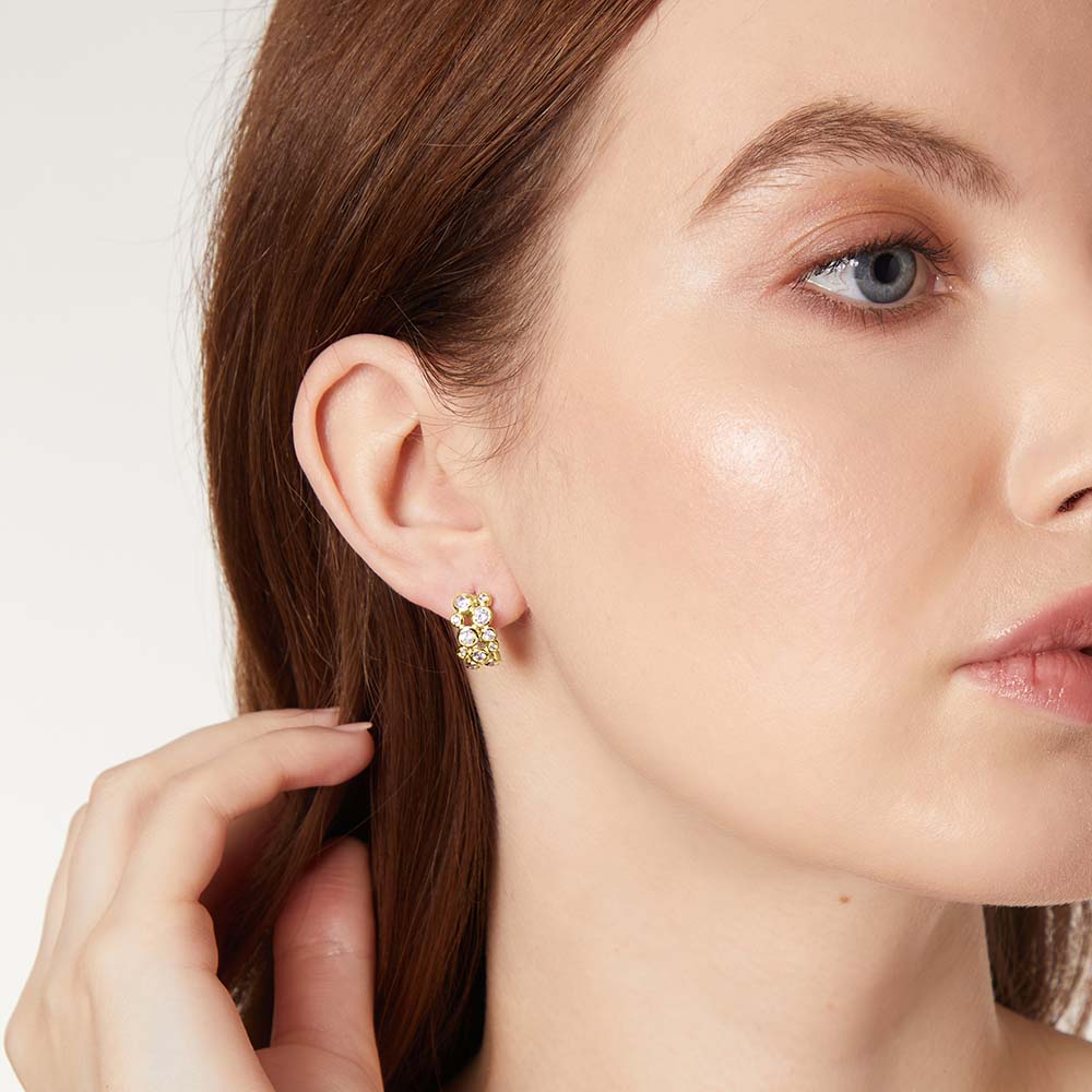 Gold Vermeil Eleven Stone Huggie Bubble Earrings