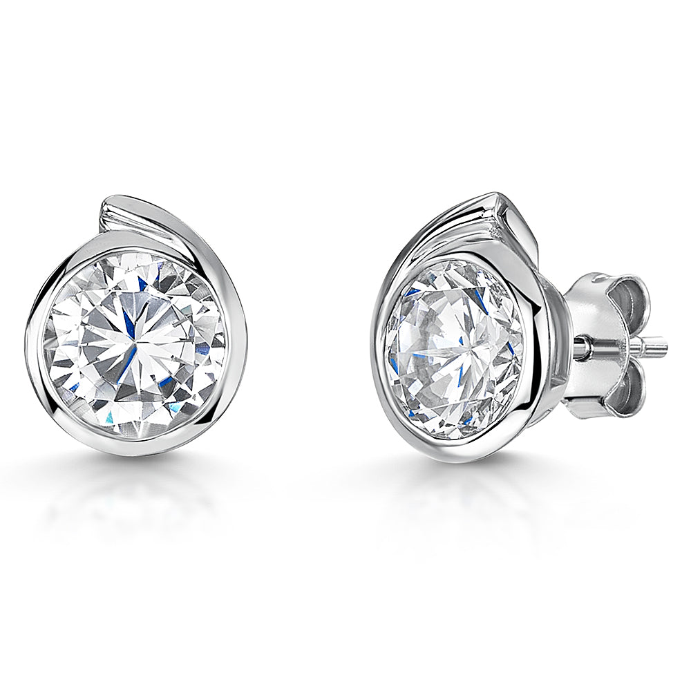 Sterling Silver Rubover Stud Earrings