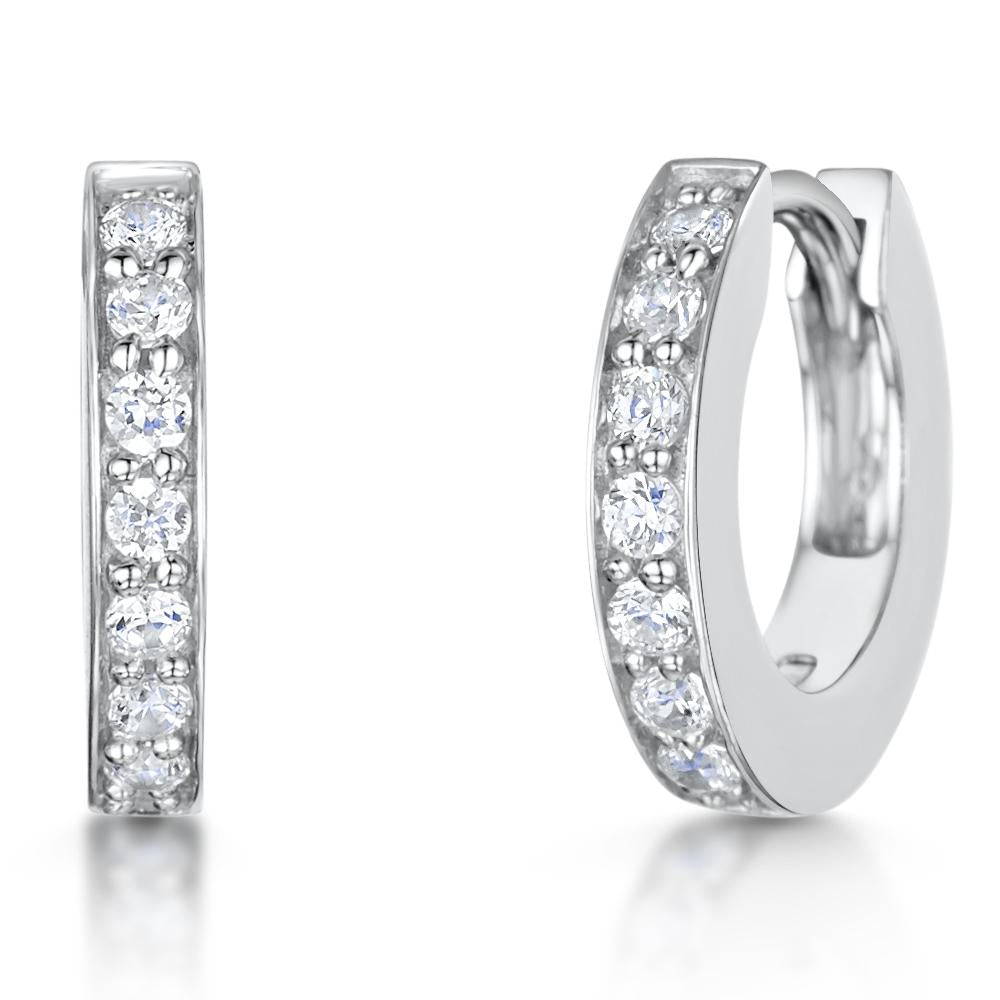Sterling Silver Small Rail Set Huggie Earrings