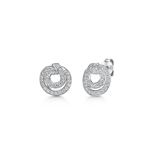 Sterling Silver & Cubic Zirconia Circle Stud Earrings