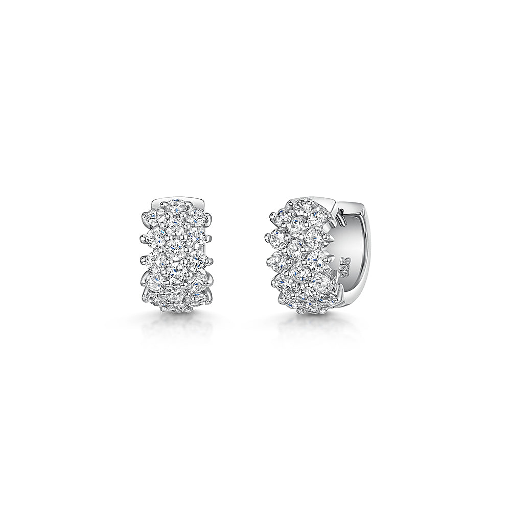 Sterling Silver Clustered Huggie Earrings