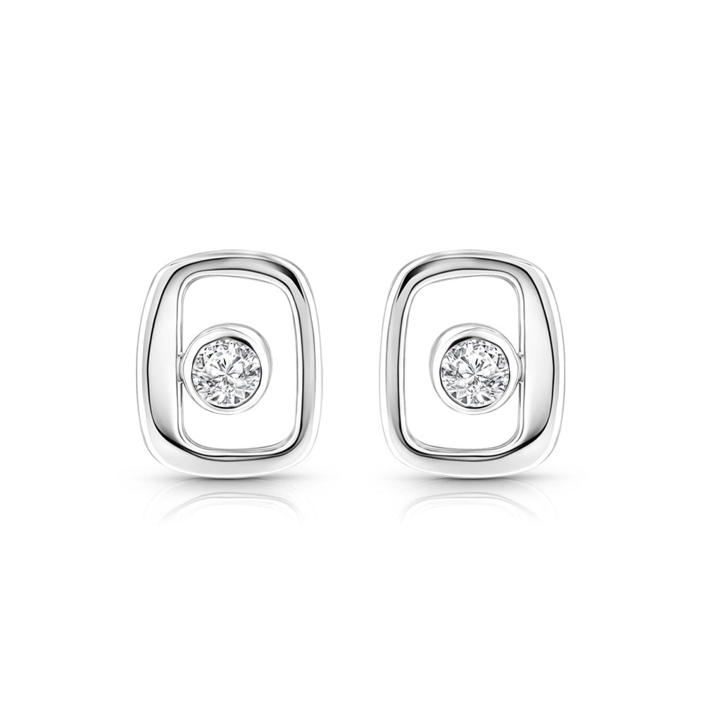 Sterling Silver Smooth Square Stud Earrings