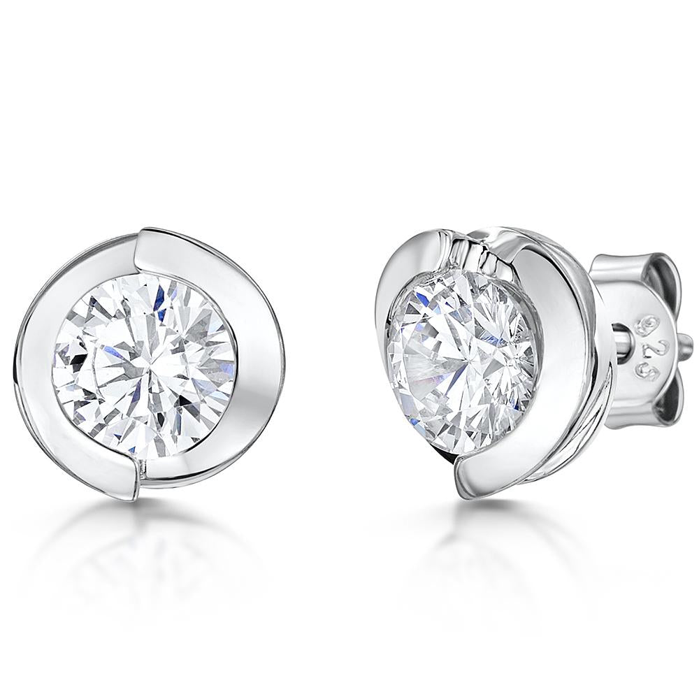 Sterling Silver Twisted 2ct Solitaire Earrings