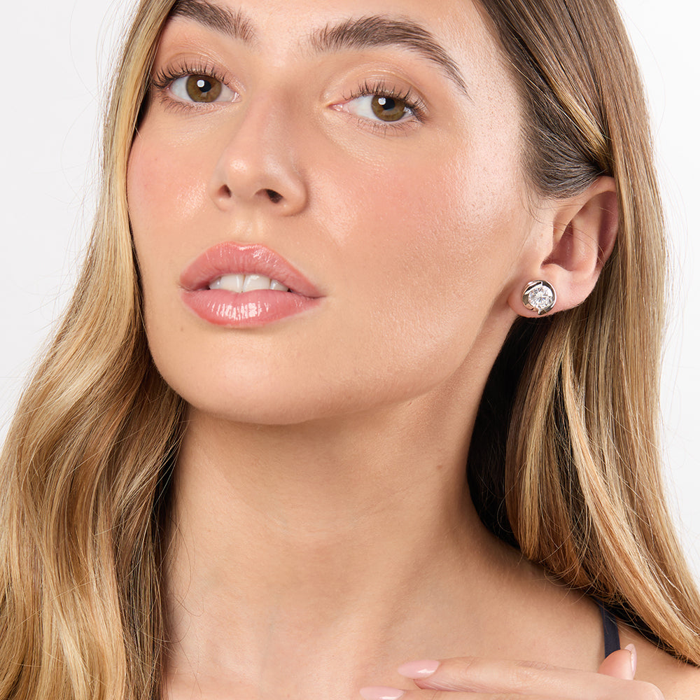 Sterling Silver Twisted 2ct Solitaire Earrings