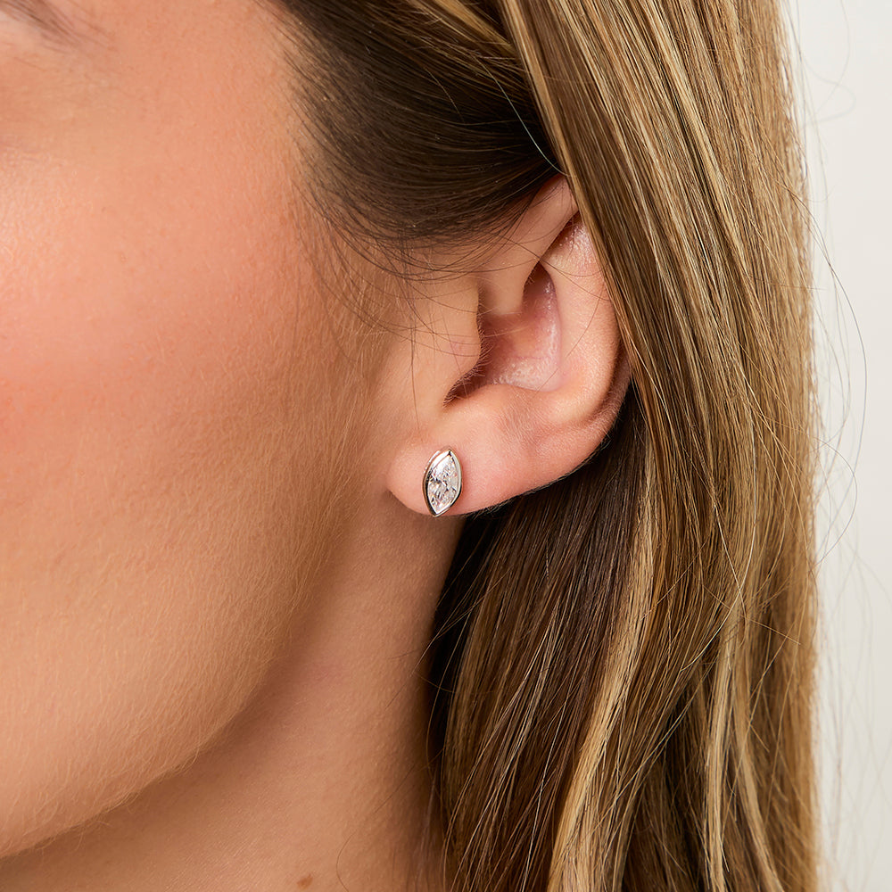 Sterling Silver Marquise Stud Earrings