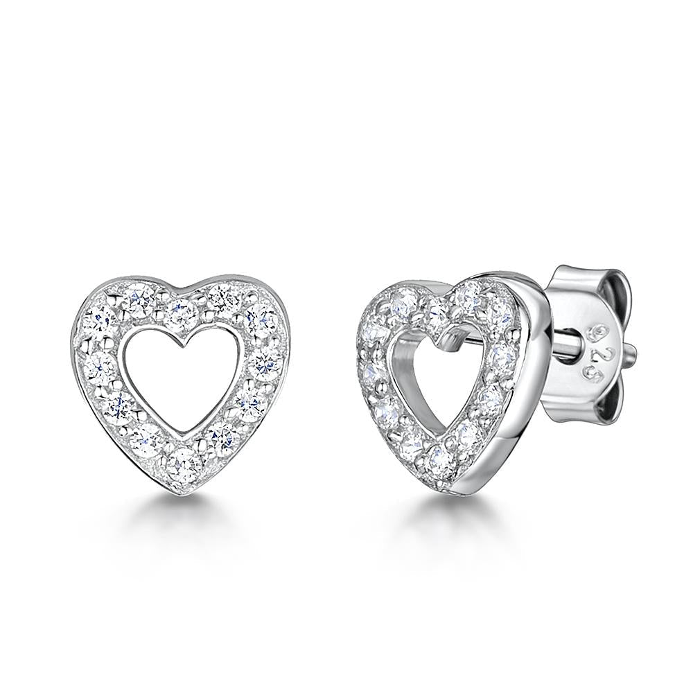 Sterling Silver Open Heart Earrings