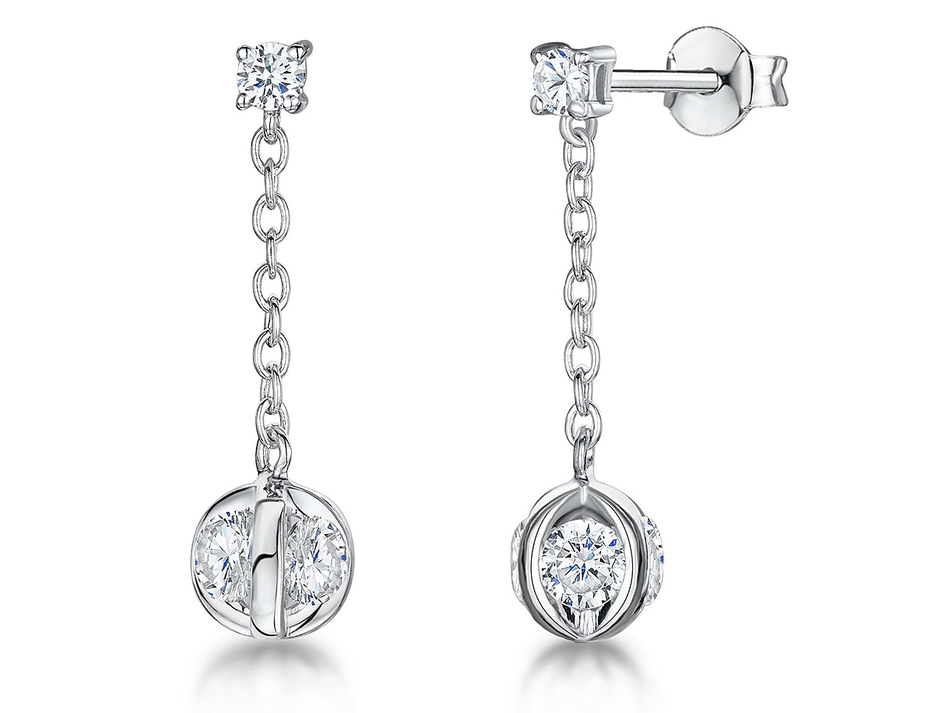 Sterling Silver Sphere Drop Earrings