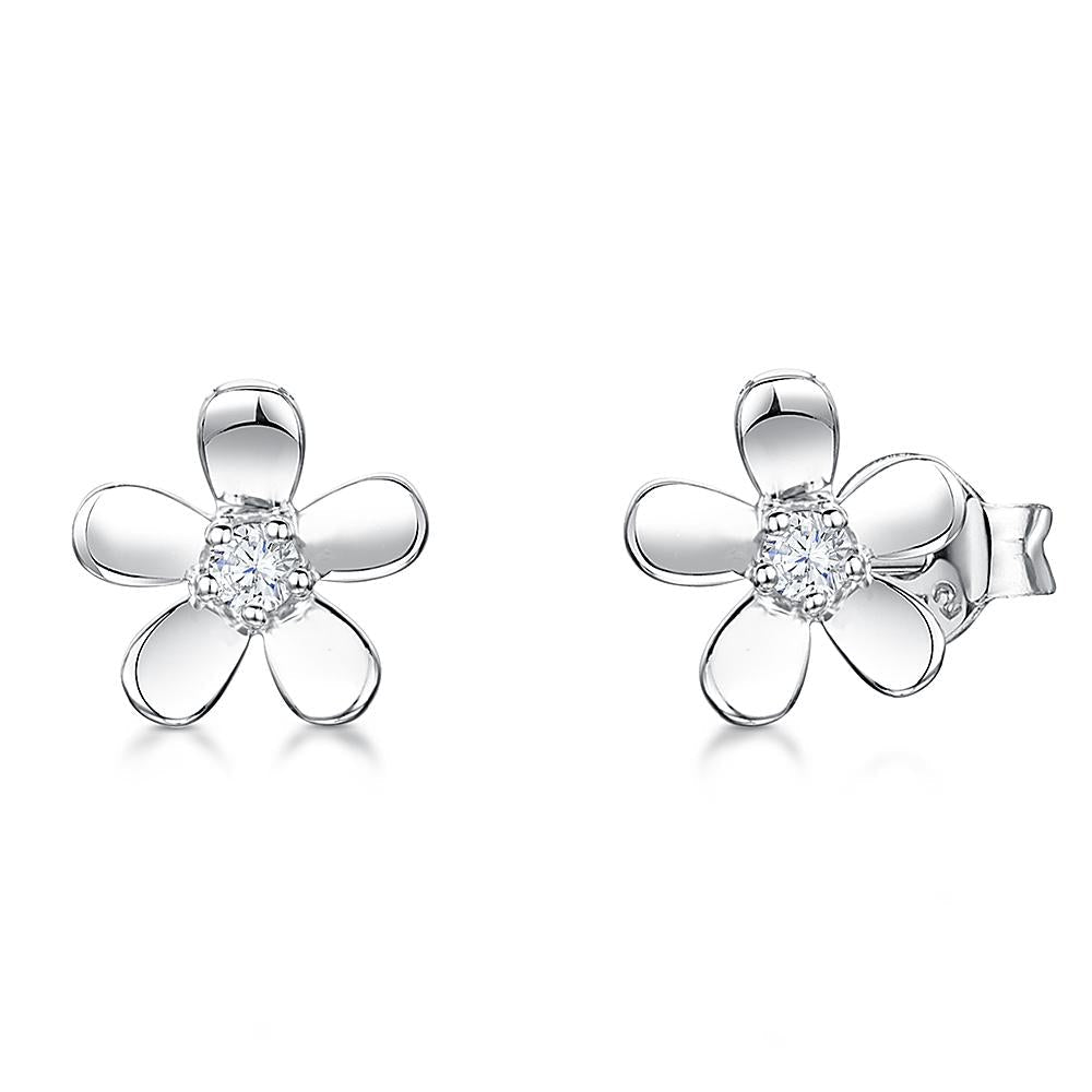 Sterling Silver Or Yellow Gold 5 Petal Stud Earrings