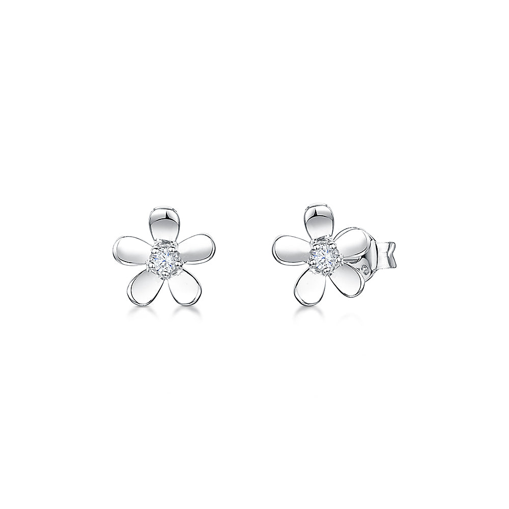 Sterling Silver Or Yellow Gold 5 Petal Stud Earrings