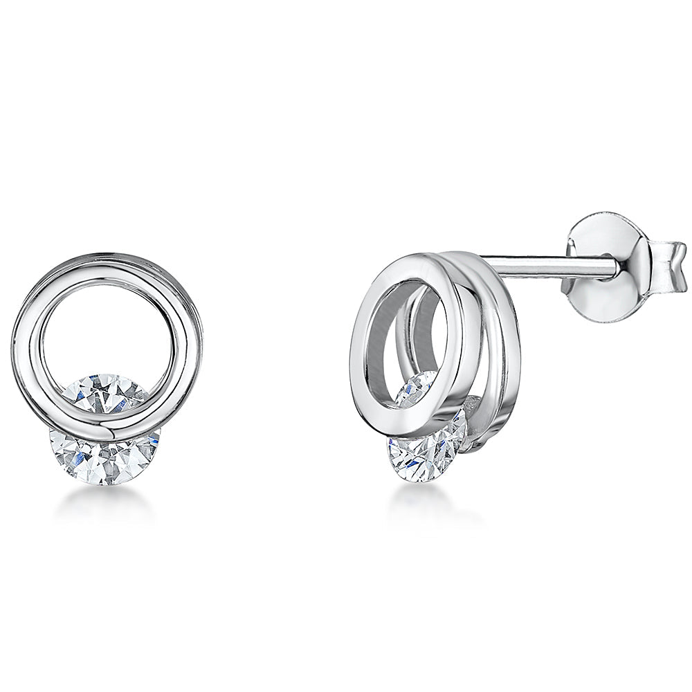 Sterling Silver Stud With A Tension Set Cubic Zirconia