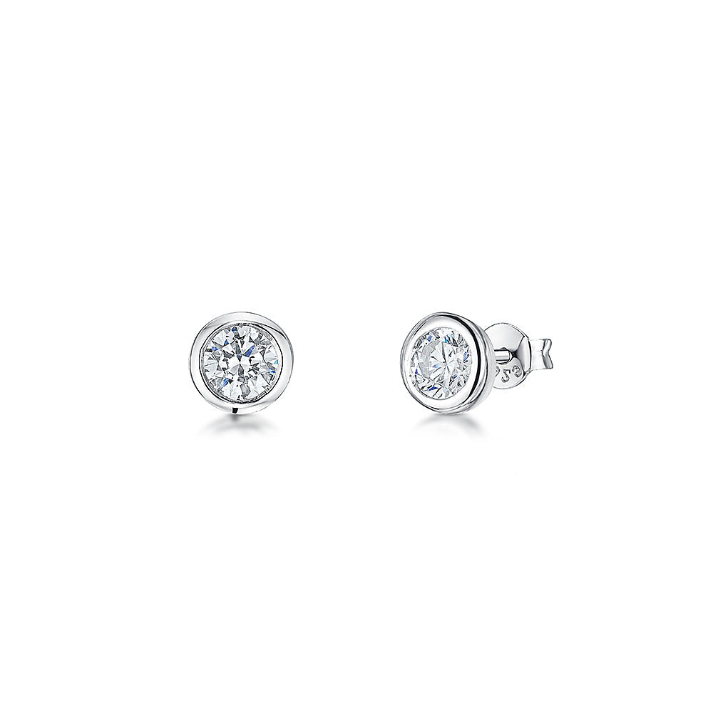 Sterling Silver Quarter Carat Rub Over Earrings