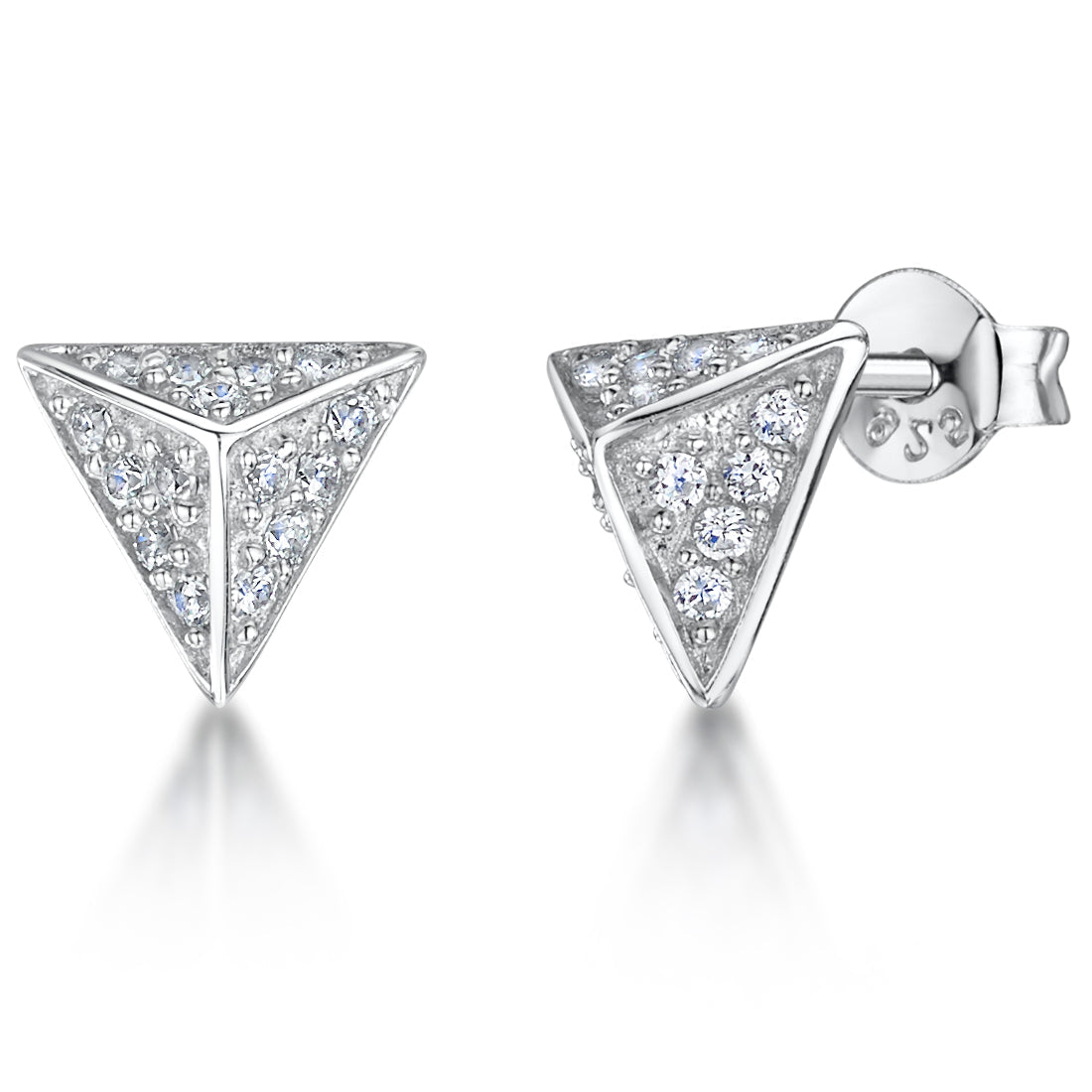 Sterling Silver Cubic Zirconia Pyramid Stud Earrings