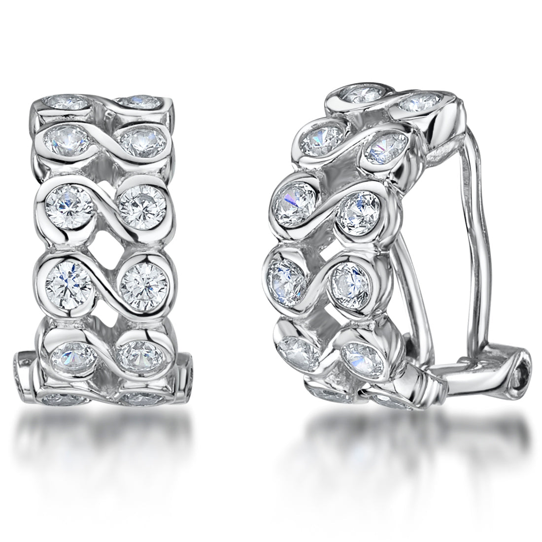 Sterling Silver12 Stone Huggie Earrings