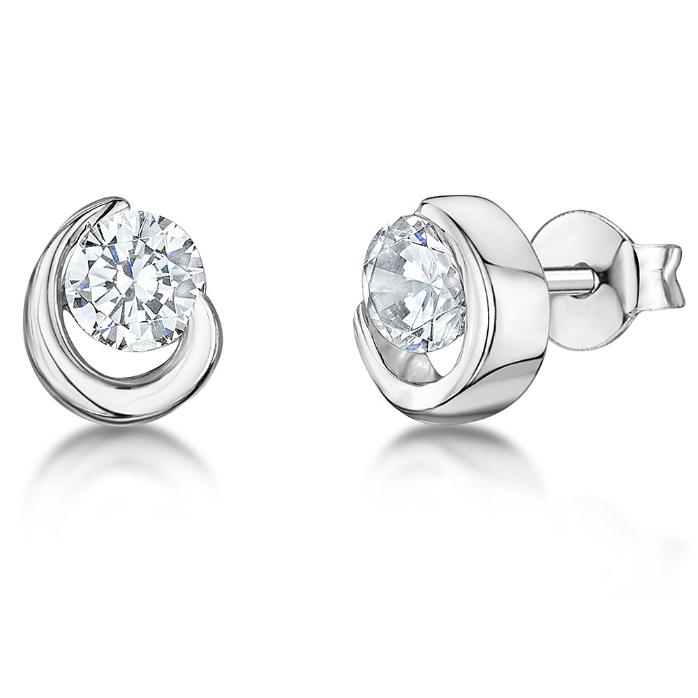 Sterling Silver Teardrop Tension Set Cubic Zirconia