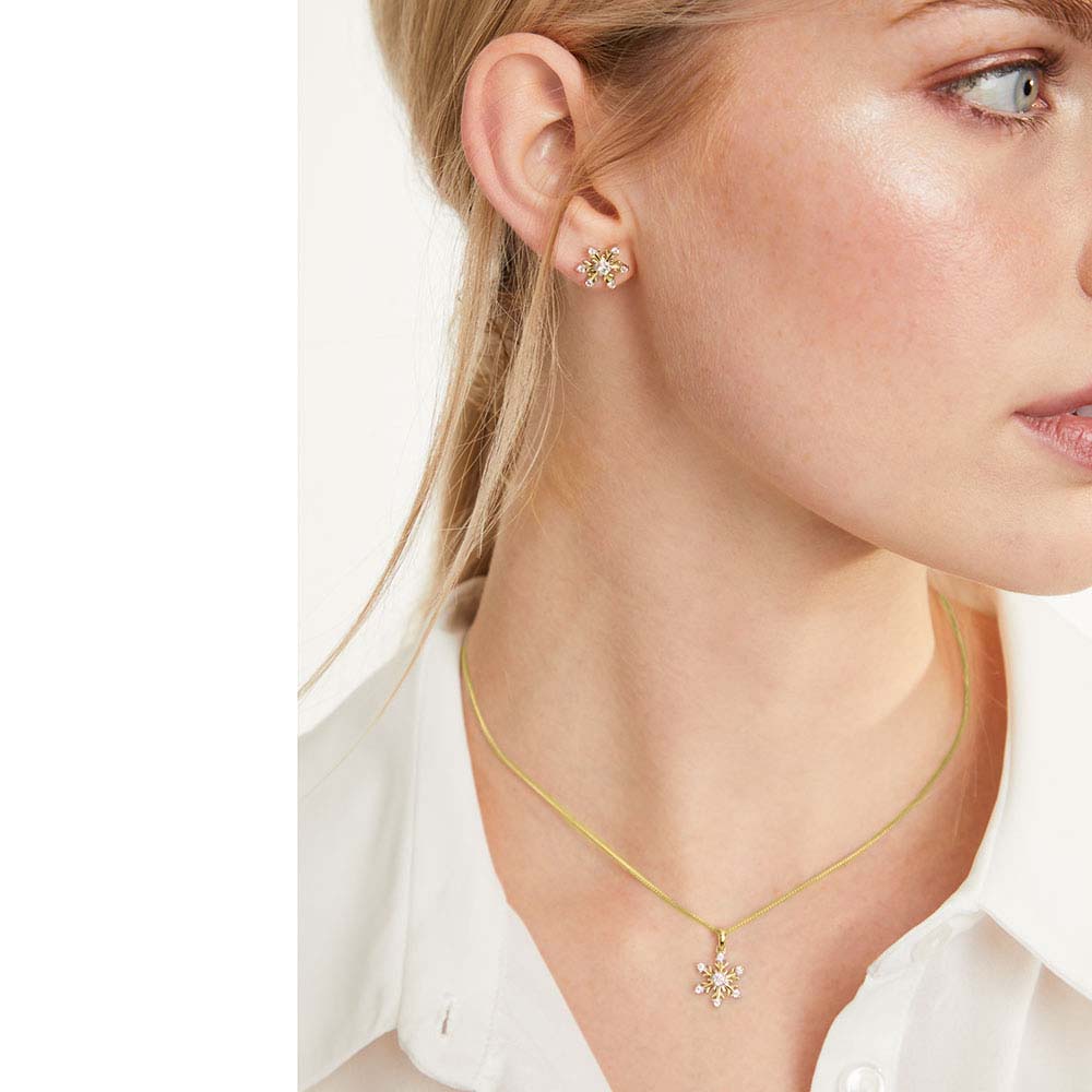 Gold Vermeil Snowflake Stud Earrings