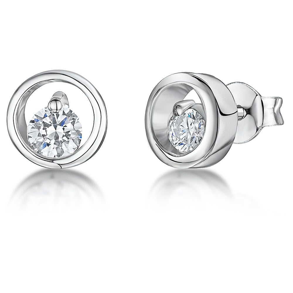 Sterling Silver Circle Stud Earrings