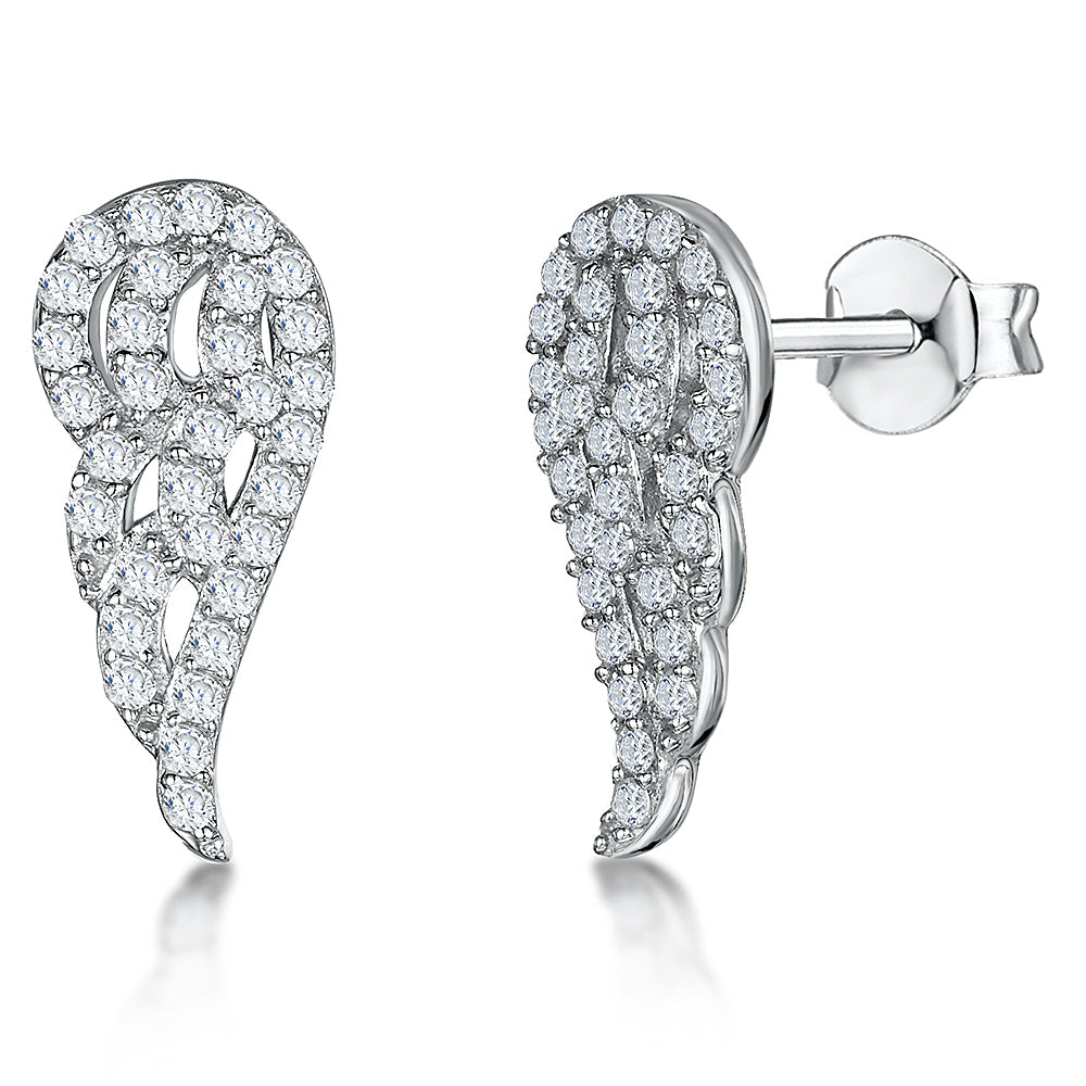 Sterling Silver Angel Wing Stud Earrings
