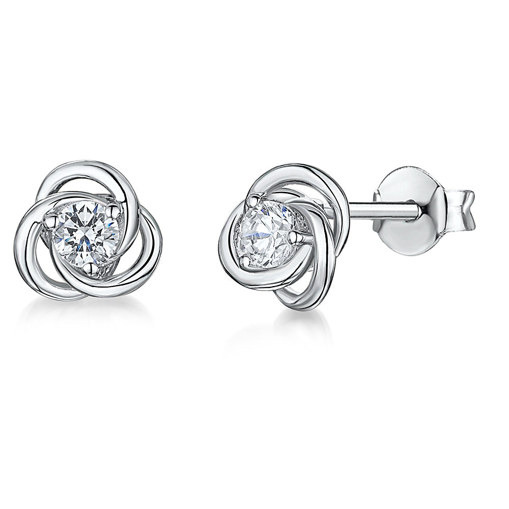 Sterling Silver Small Open Knot Stud Earrings