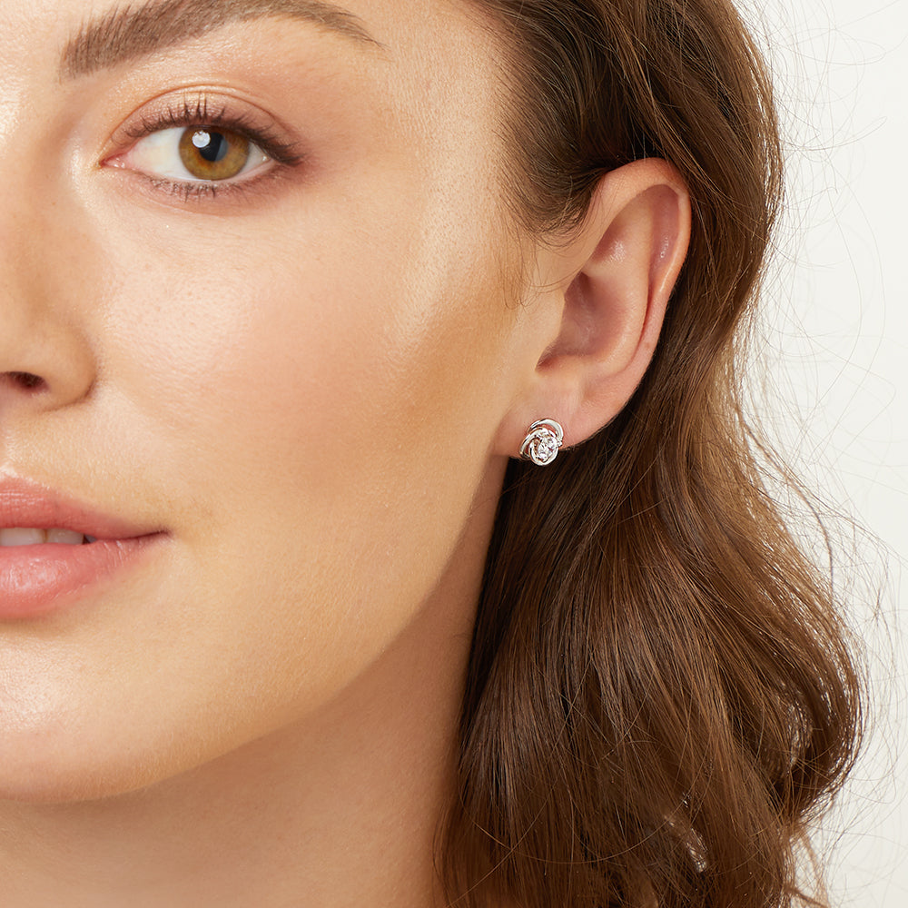 Sterling Silver Cubic Zirconia Horseshoe Earrings