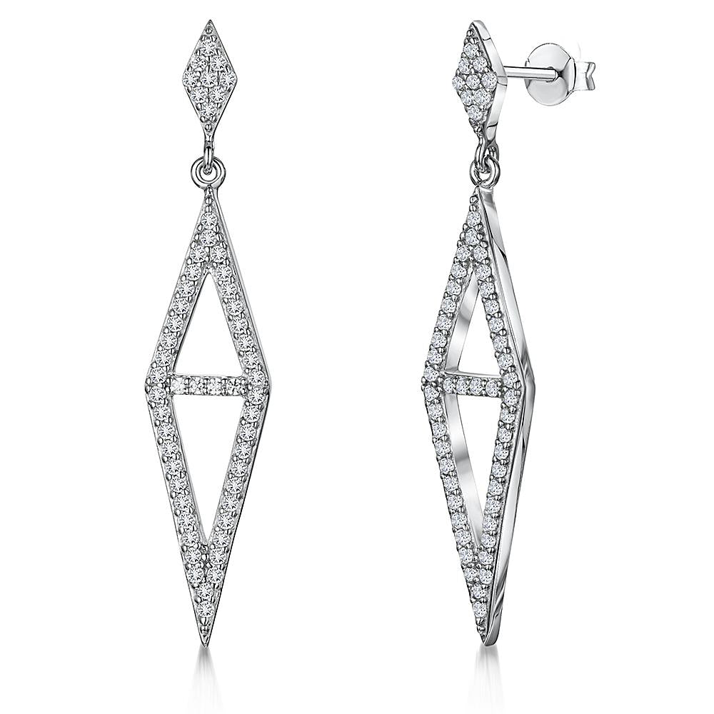 Sterling Silver Art Deco Drop Earrings