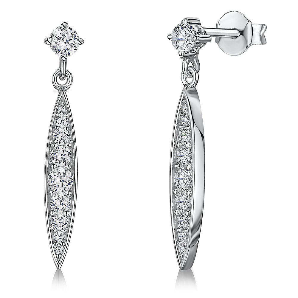 Sterling Silver Dangle Drop Marquise Earrings