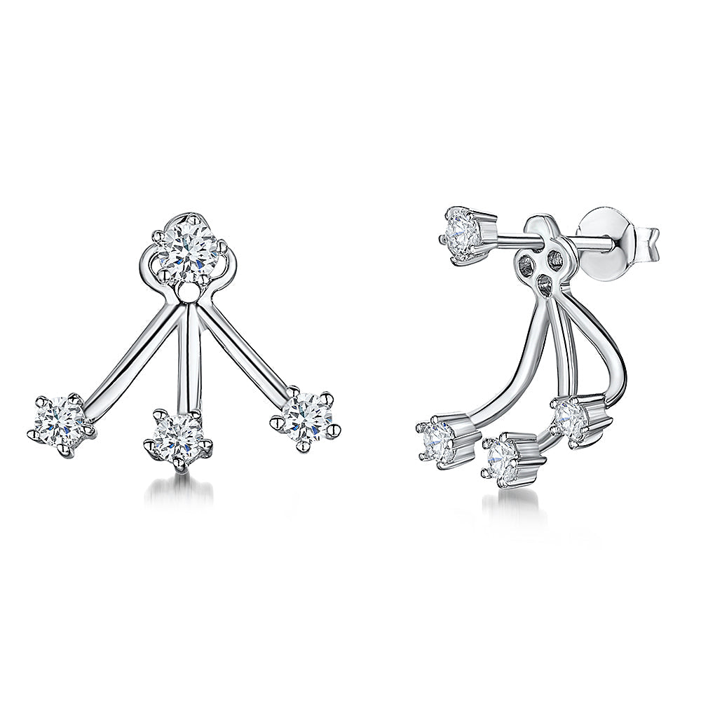Sterling Silver Jacket Earrings With Cubic Zirconia