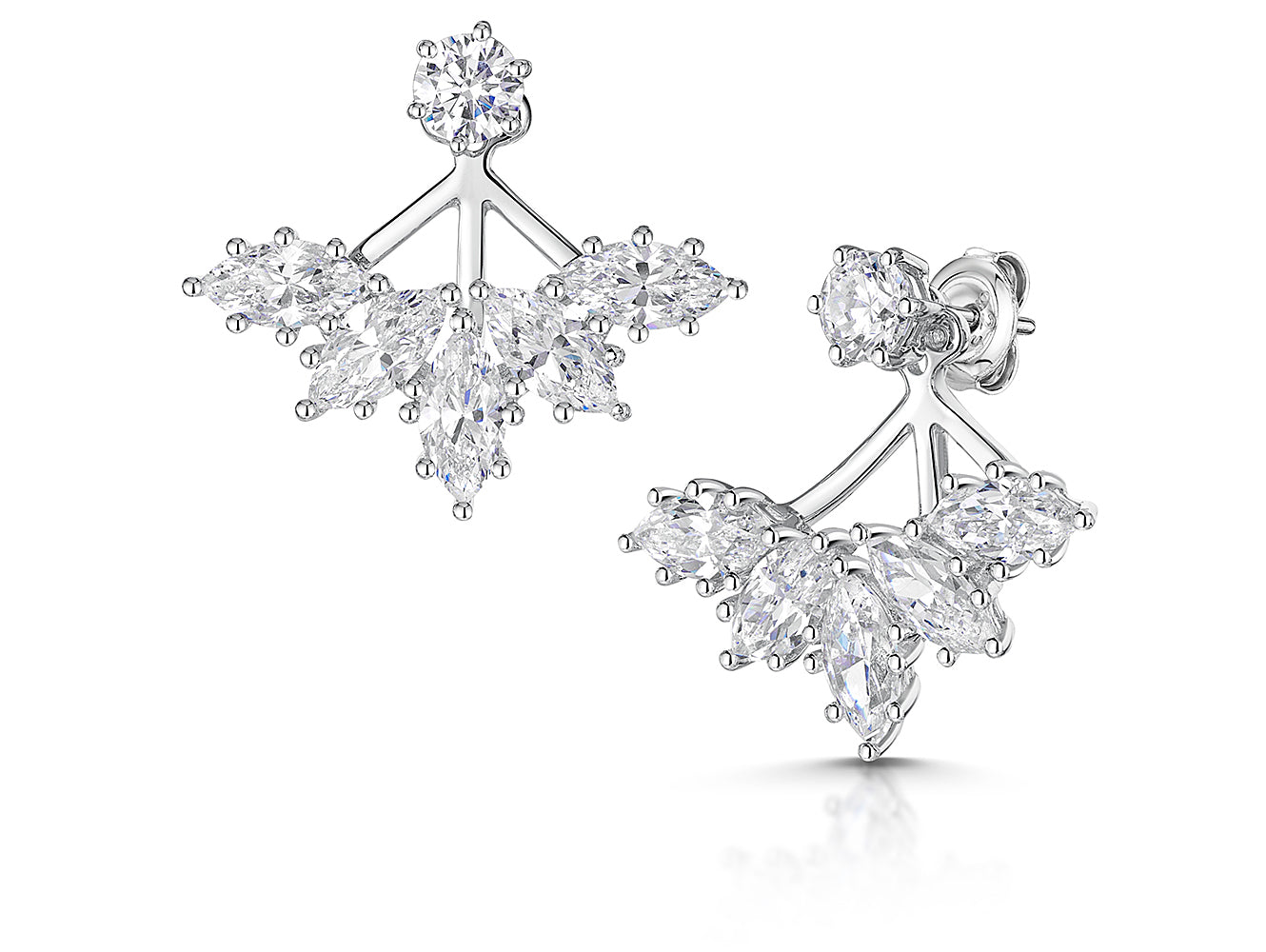 Sterling Silver Lotus Flower Jacket Earrings