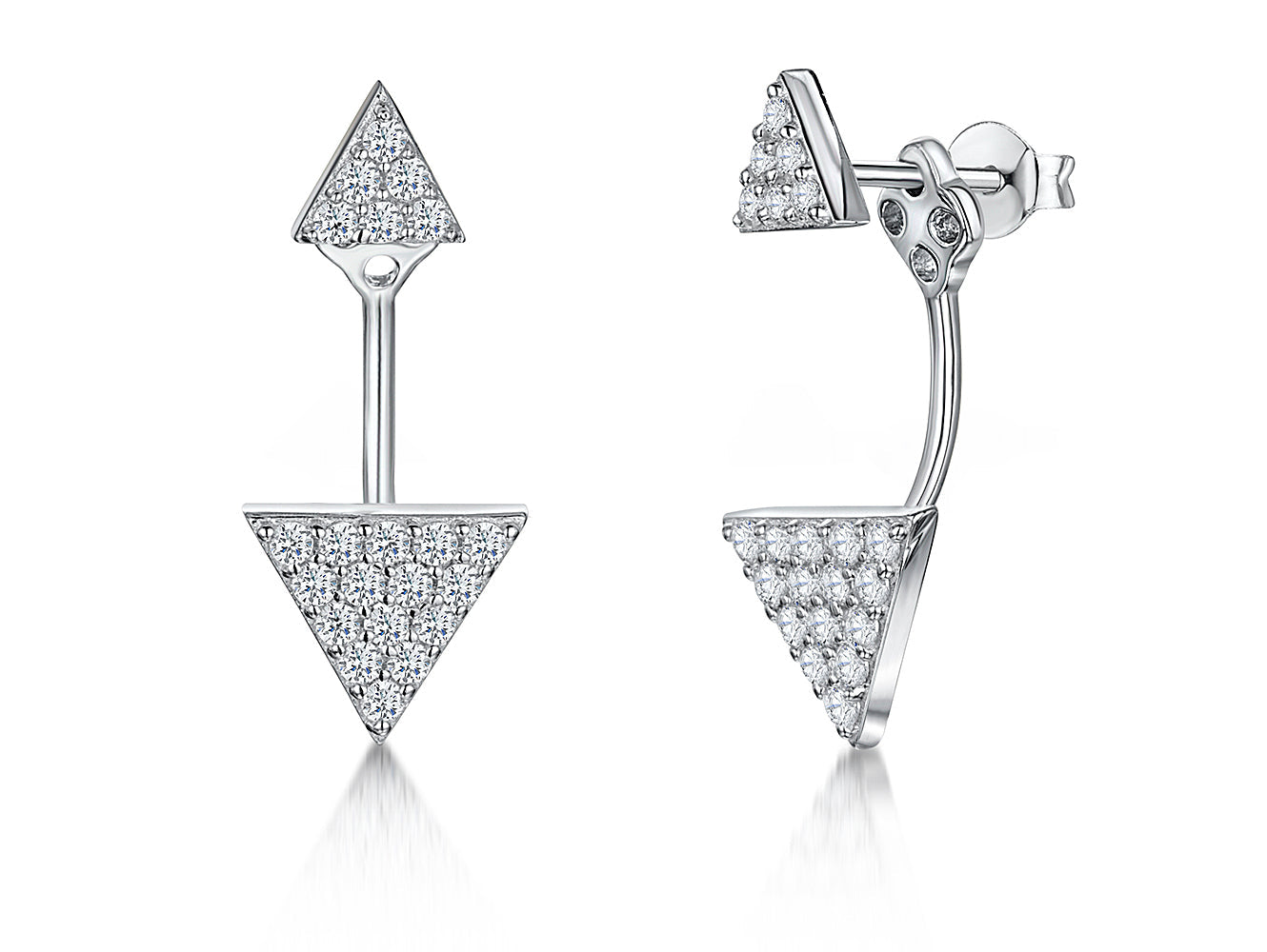 Sterling Silver Triangle Stud Jacket Earrings