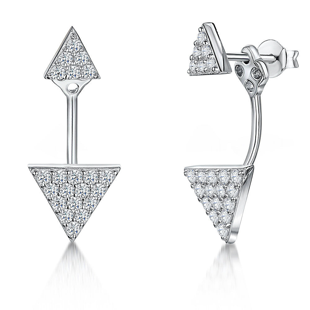 Sterling Silver Triangle Stud Jacket Earrings