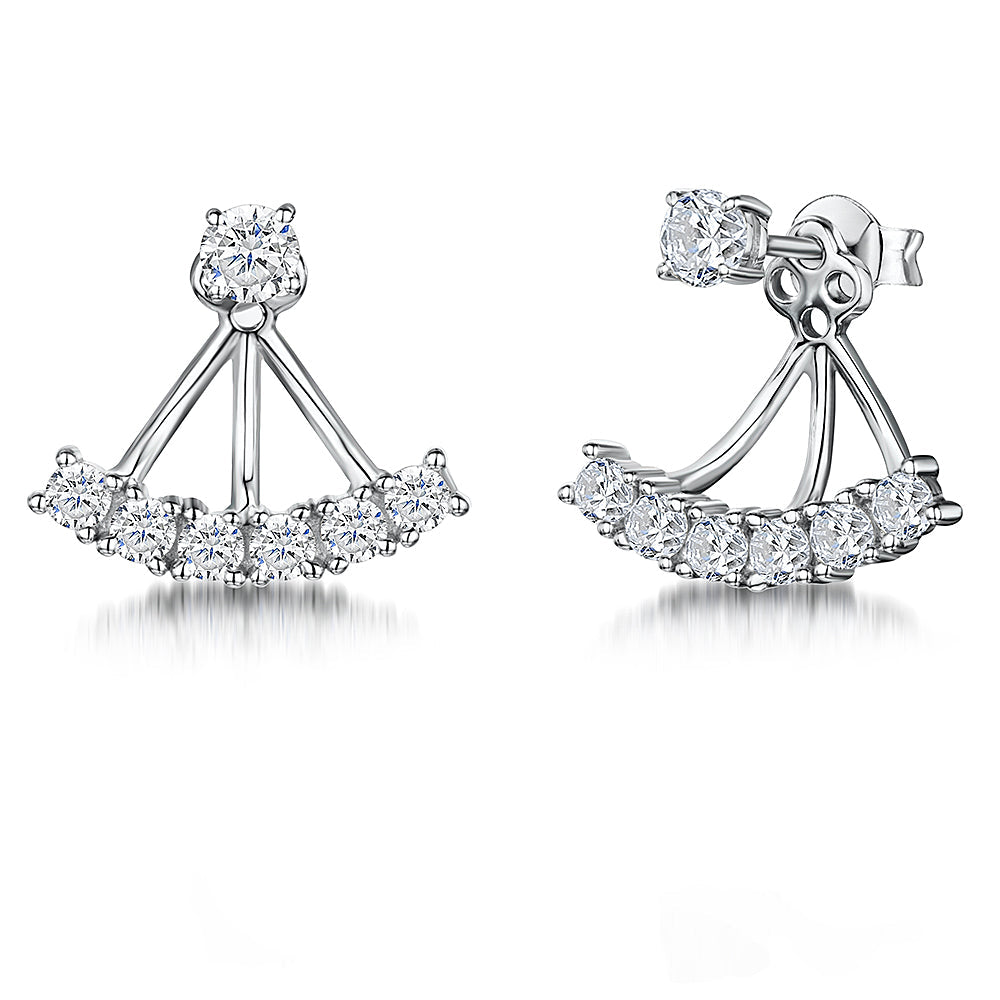 Sterling Silver Six Stone Jacket Earrings