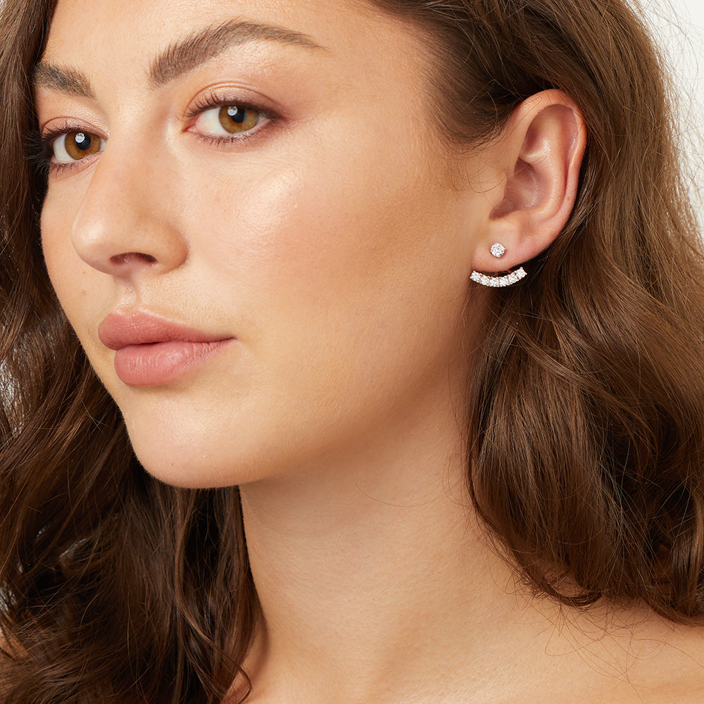 Sterling Silver Six Stone Jacket Earrings