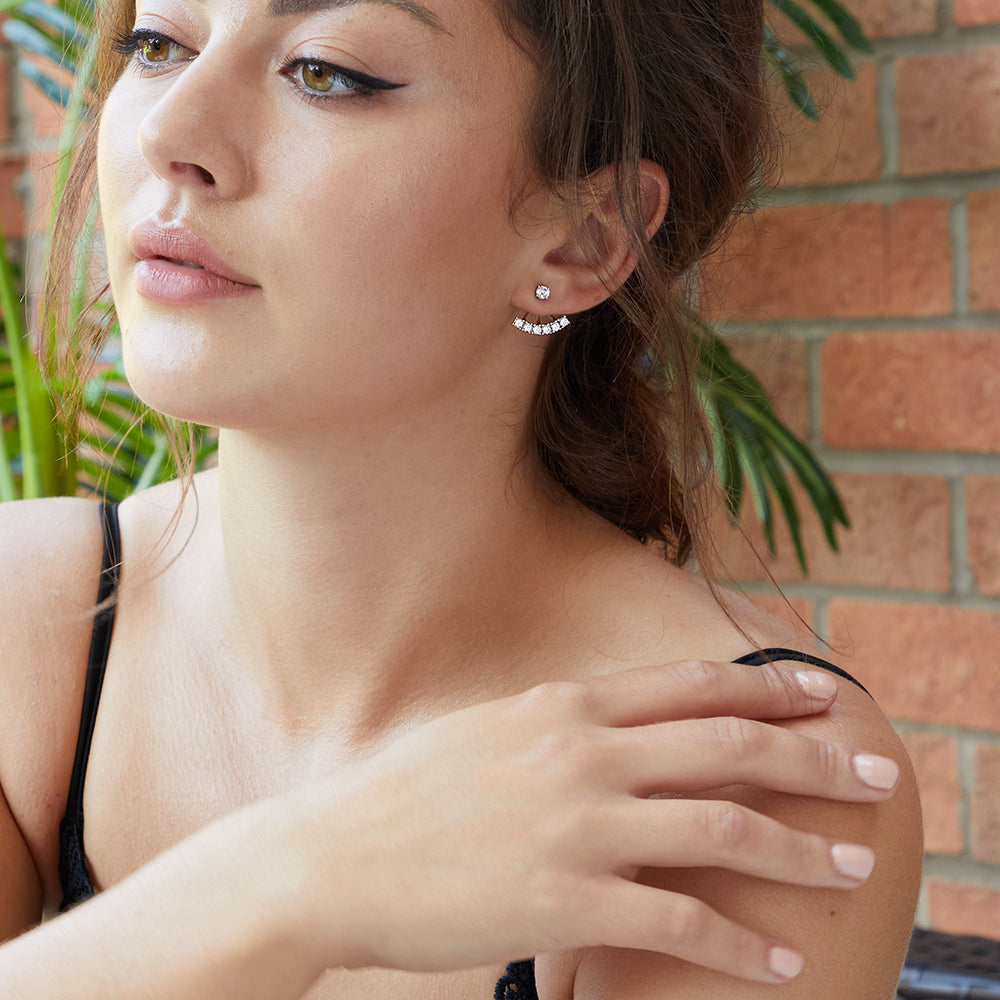 Sterling Silver Six Stone Jacket Earrings
