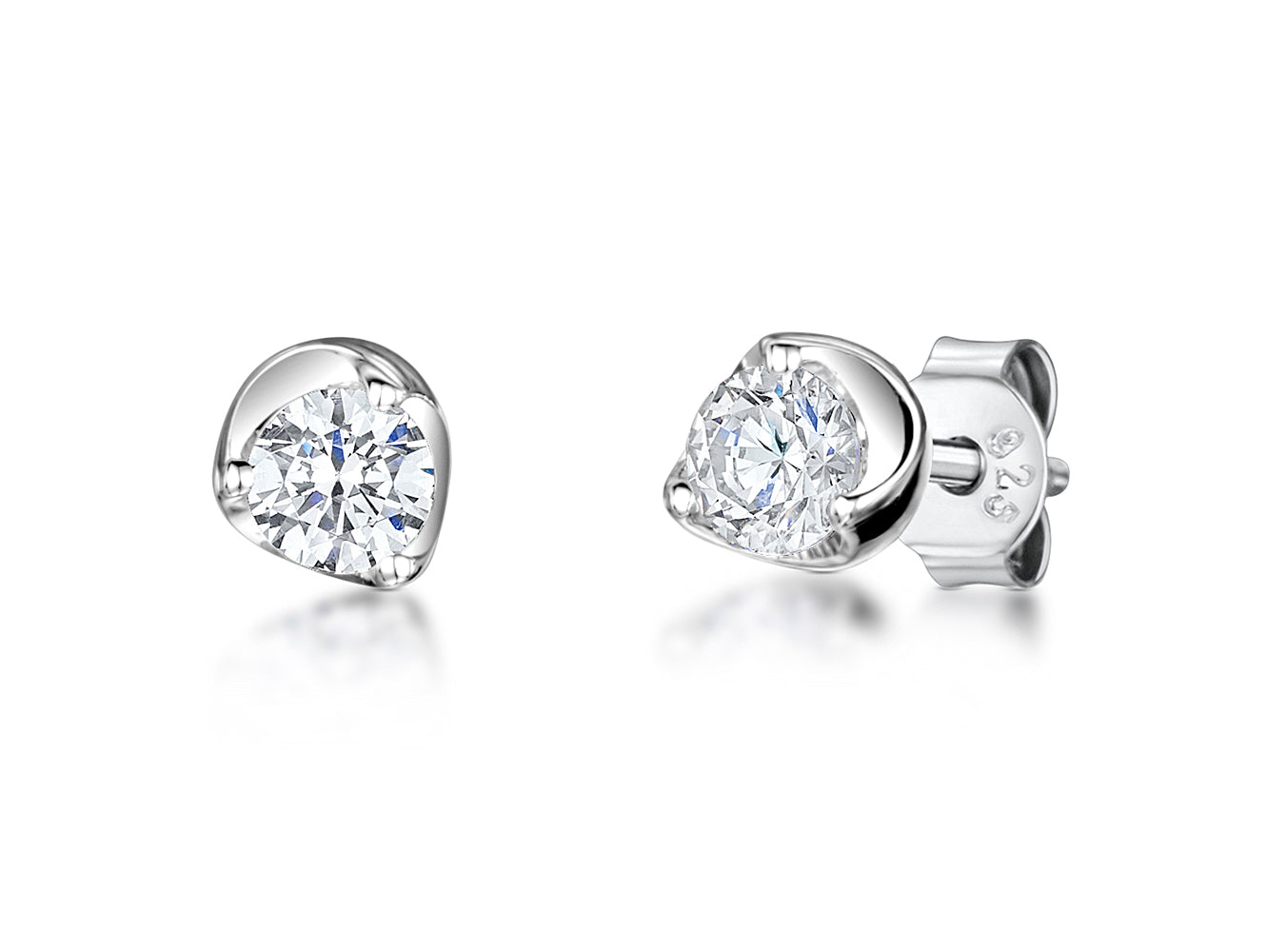 Sterling Silver Tulip Set Solitaire Stud Earrings