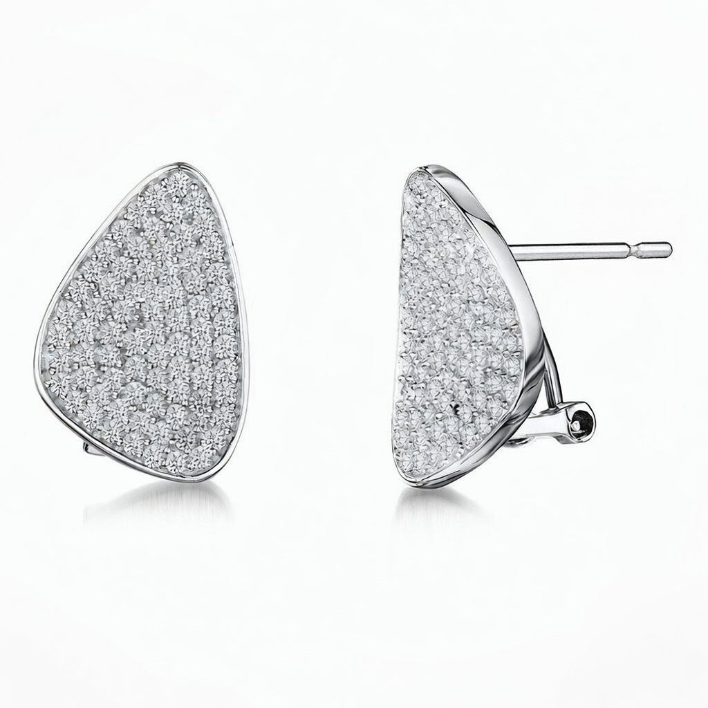Sterling Silver Soft Triangle Pave Earrings