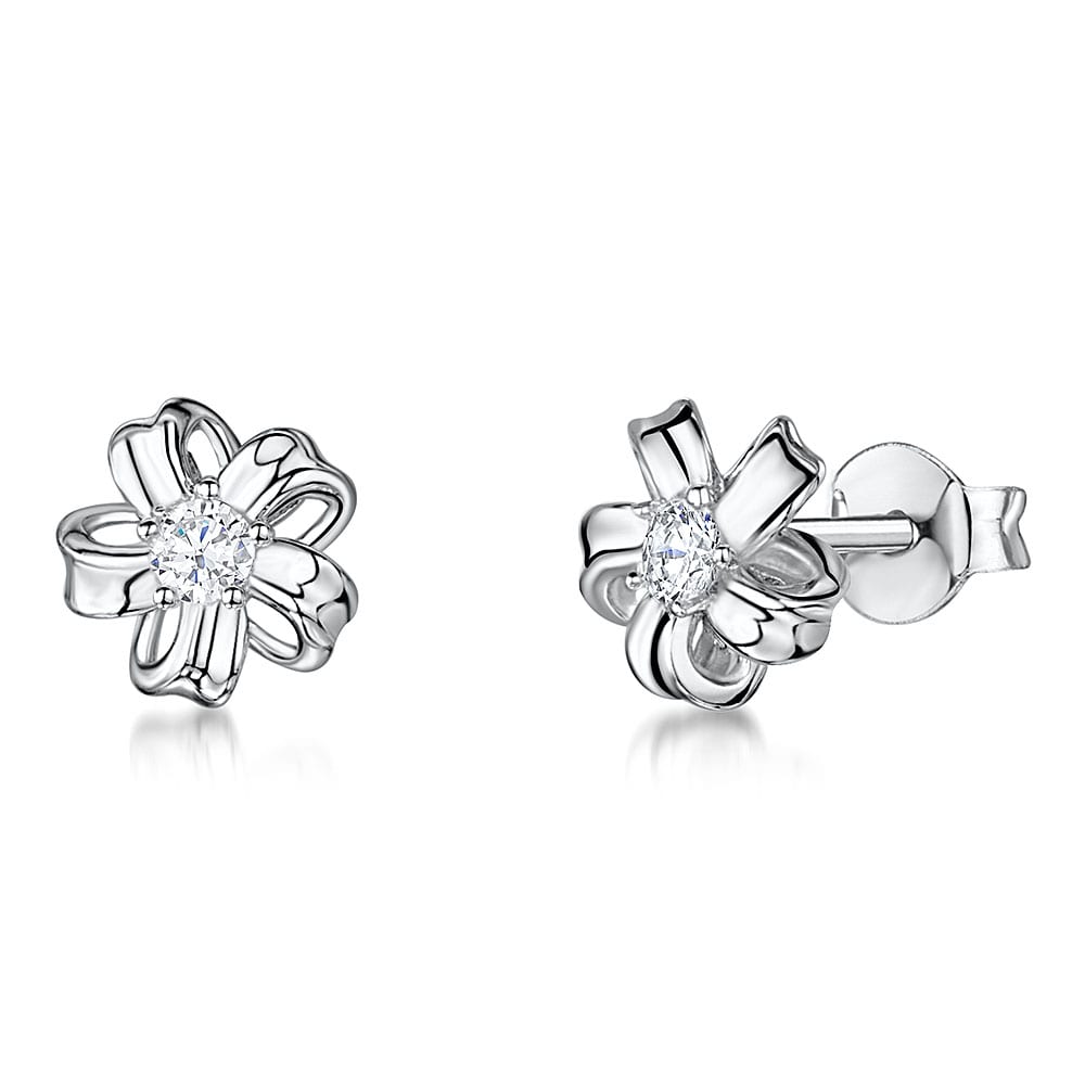 Sterling Silver Delicate Flower Stud Earrings