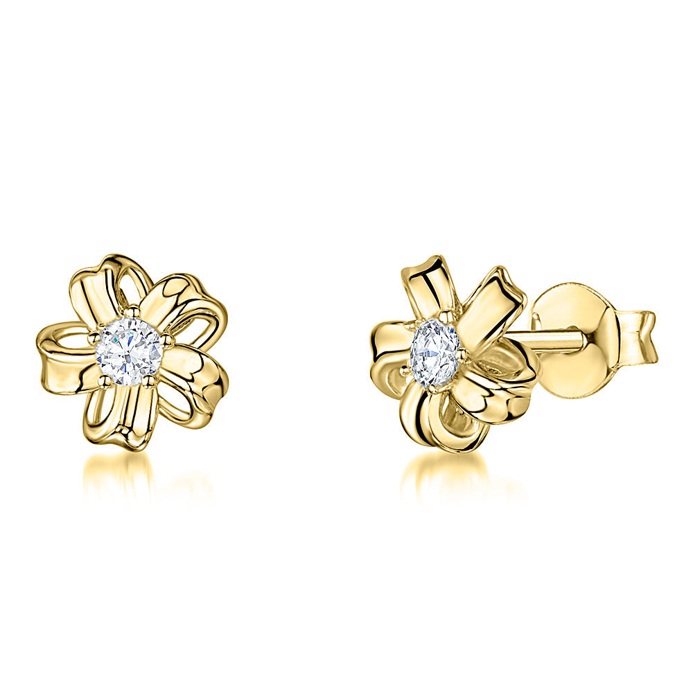 Gold Vermeil Delicate Flower Stud Earrings