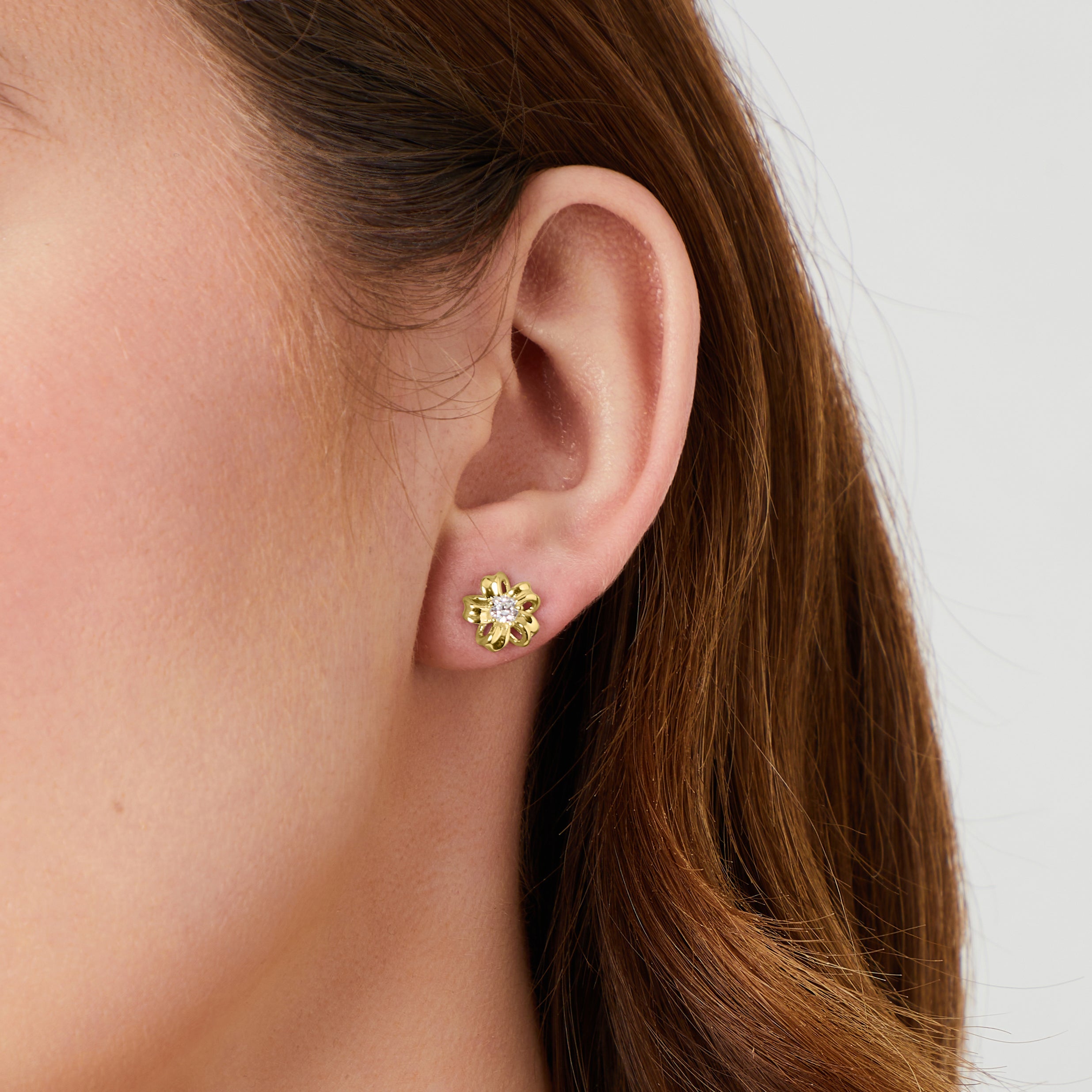 Gold Vermeil Delicate Flower Stud Earrings