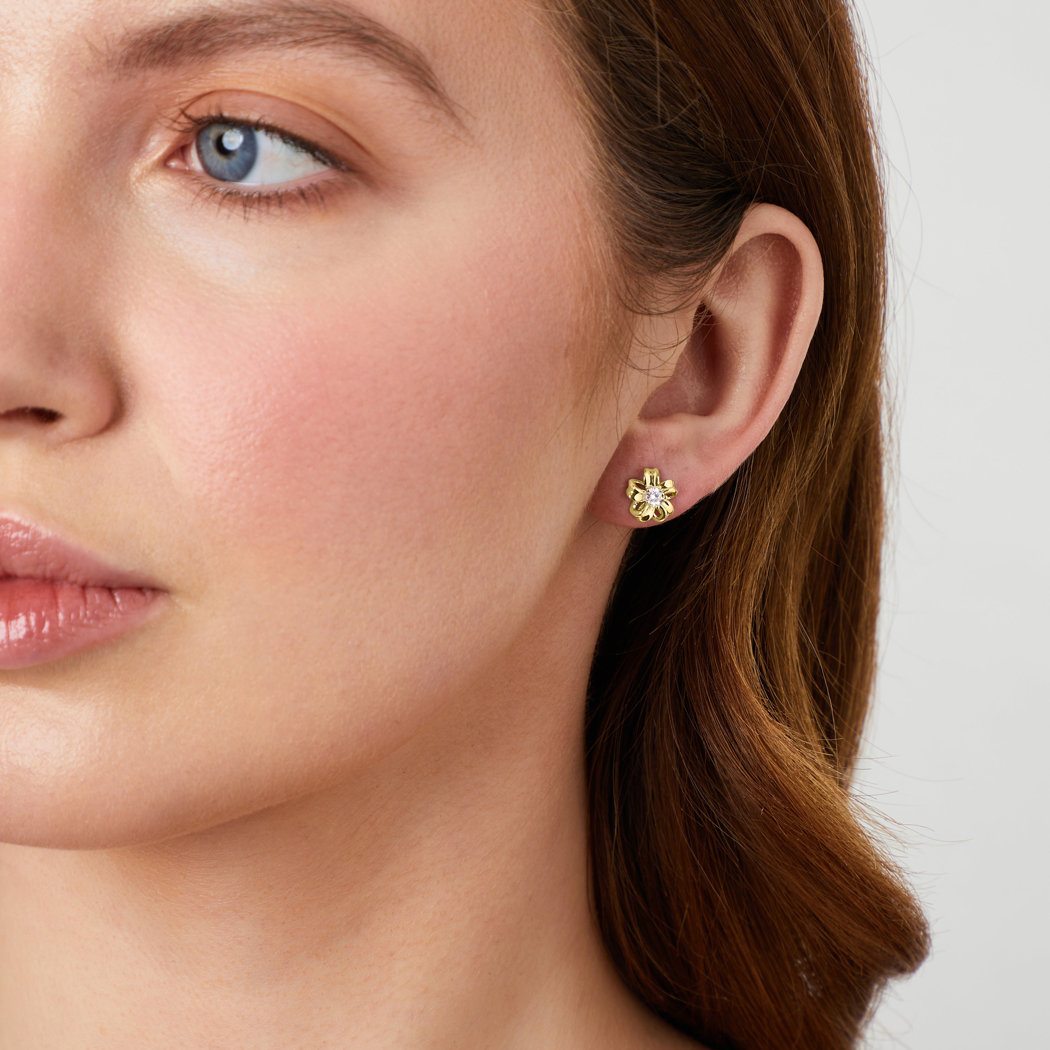 Gold Vermeil Delicate Flower Stud Earrings
