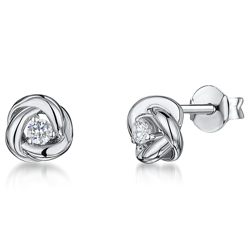 Sterling Silver Small Open Knot Stud Earrings