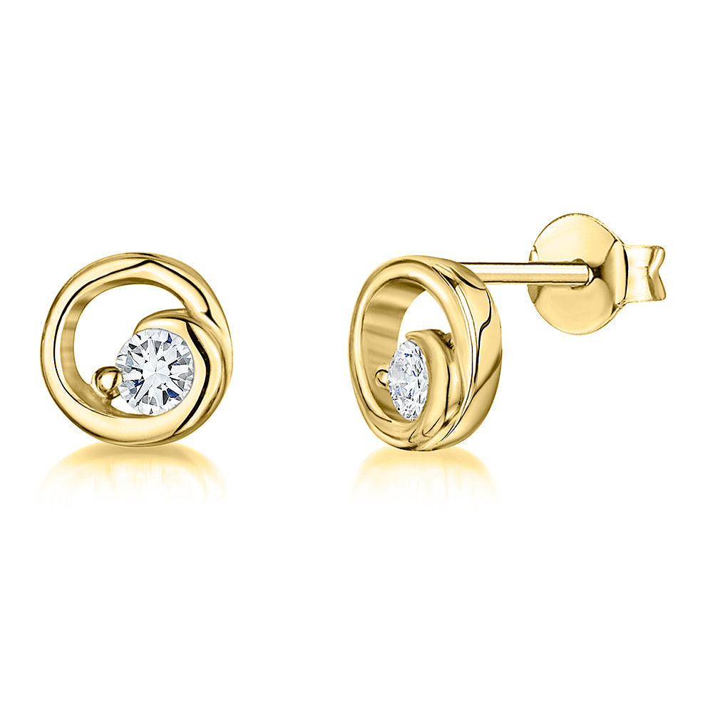 Gold Vermeil Open Swirl Circle Stud Earrings