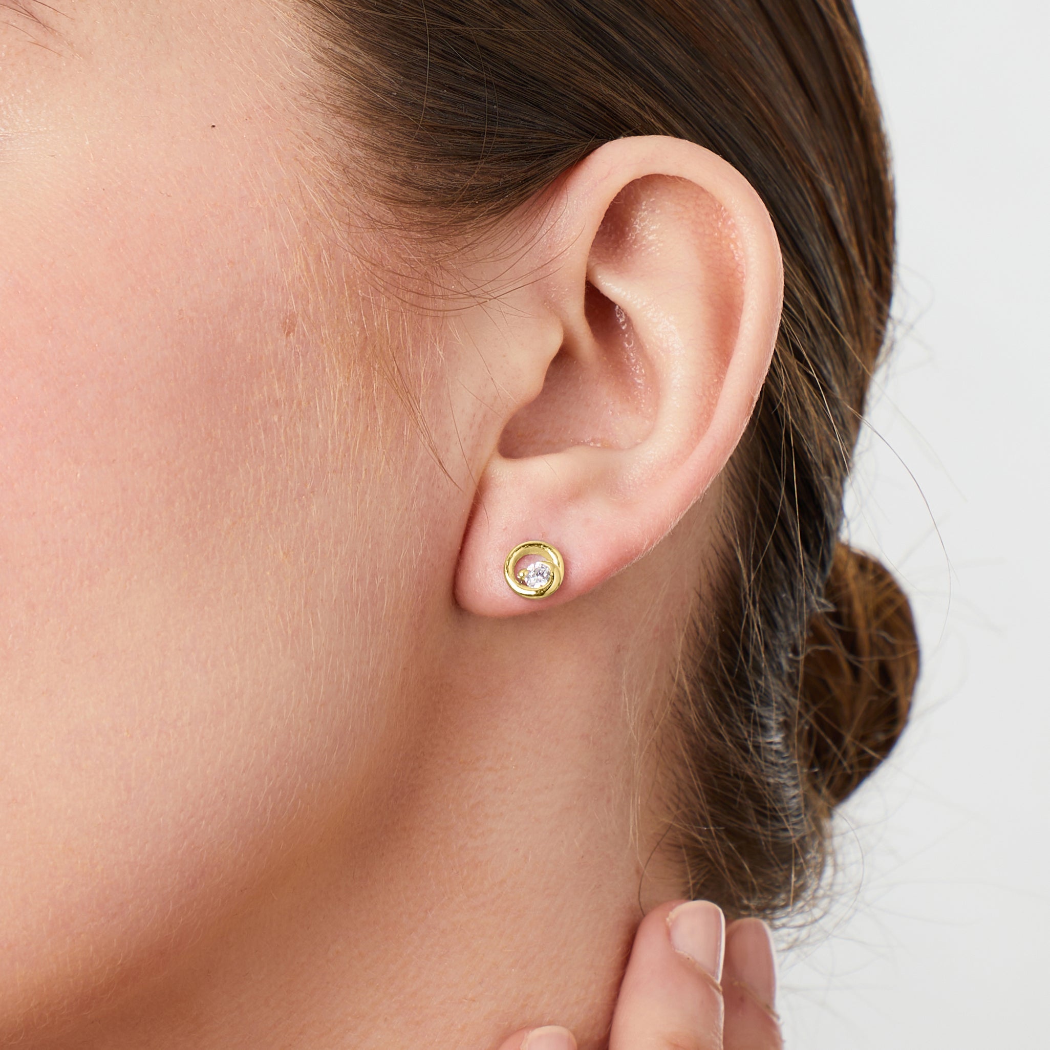 Gold Vermeil Open Swirl Circle Stud Earrings