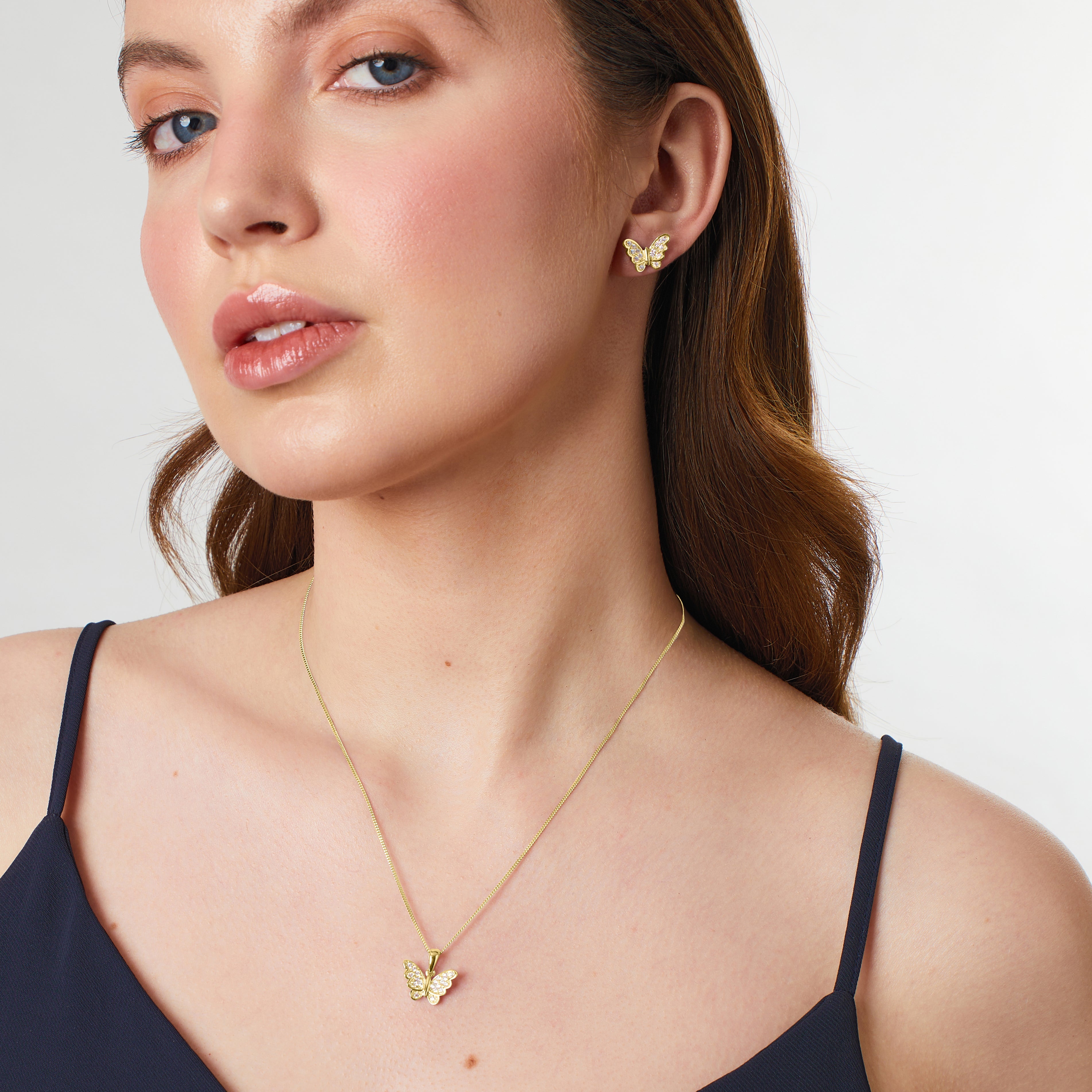 Gold Vermeil Open Wing Butterfly Stud Earrings
