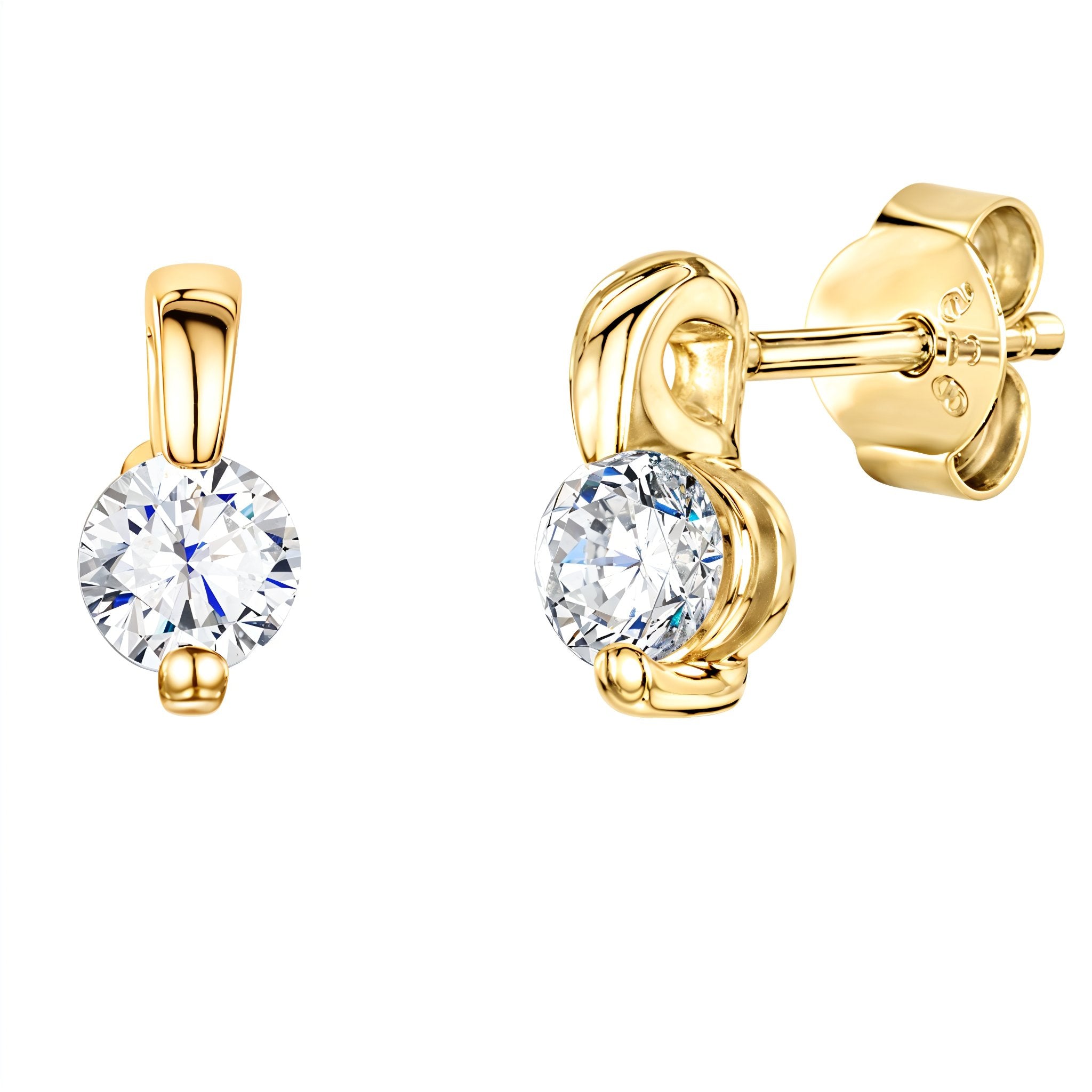 Gold Vermeil 2 Claw Stud Earrings