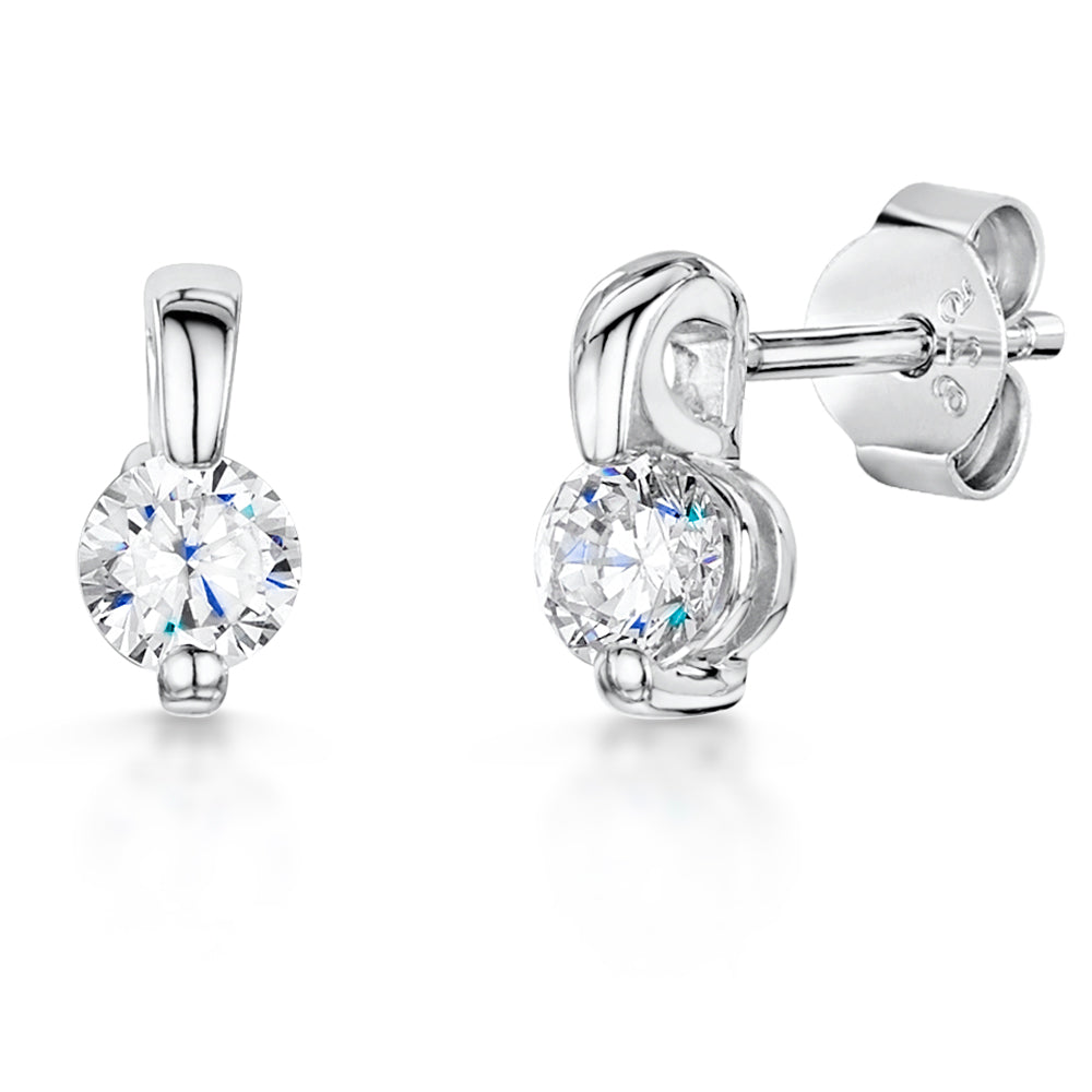 Sterling Silver 2 Claw Stud Earring